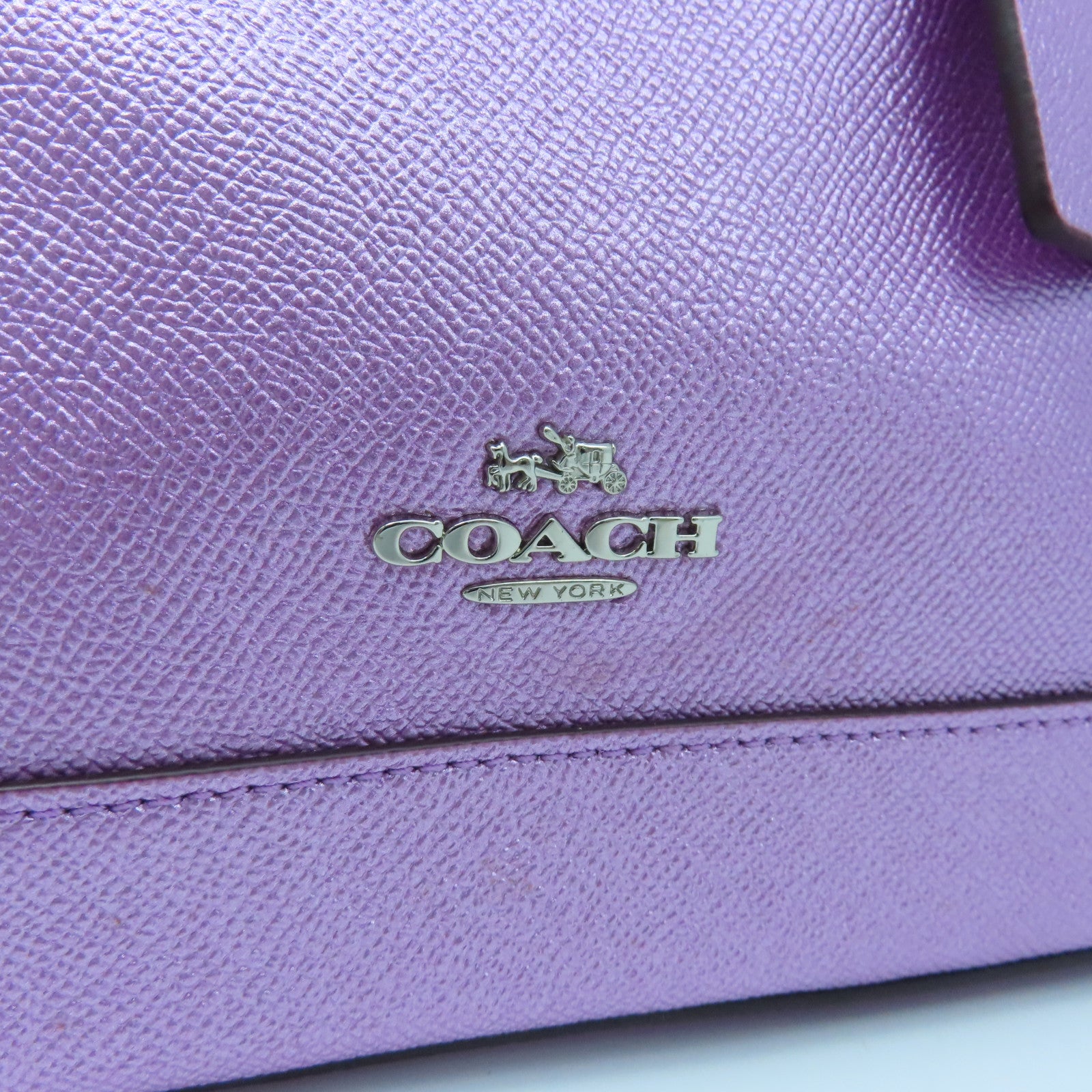 COACH 牛皮皮革2 Way Shoulder银扣手挽肩背两用袋粉红色