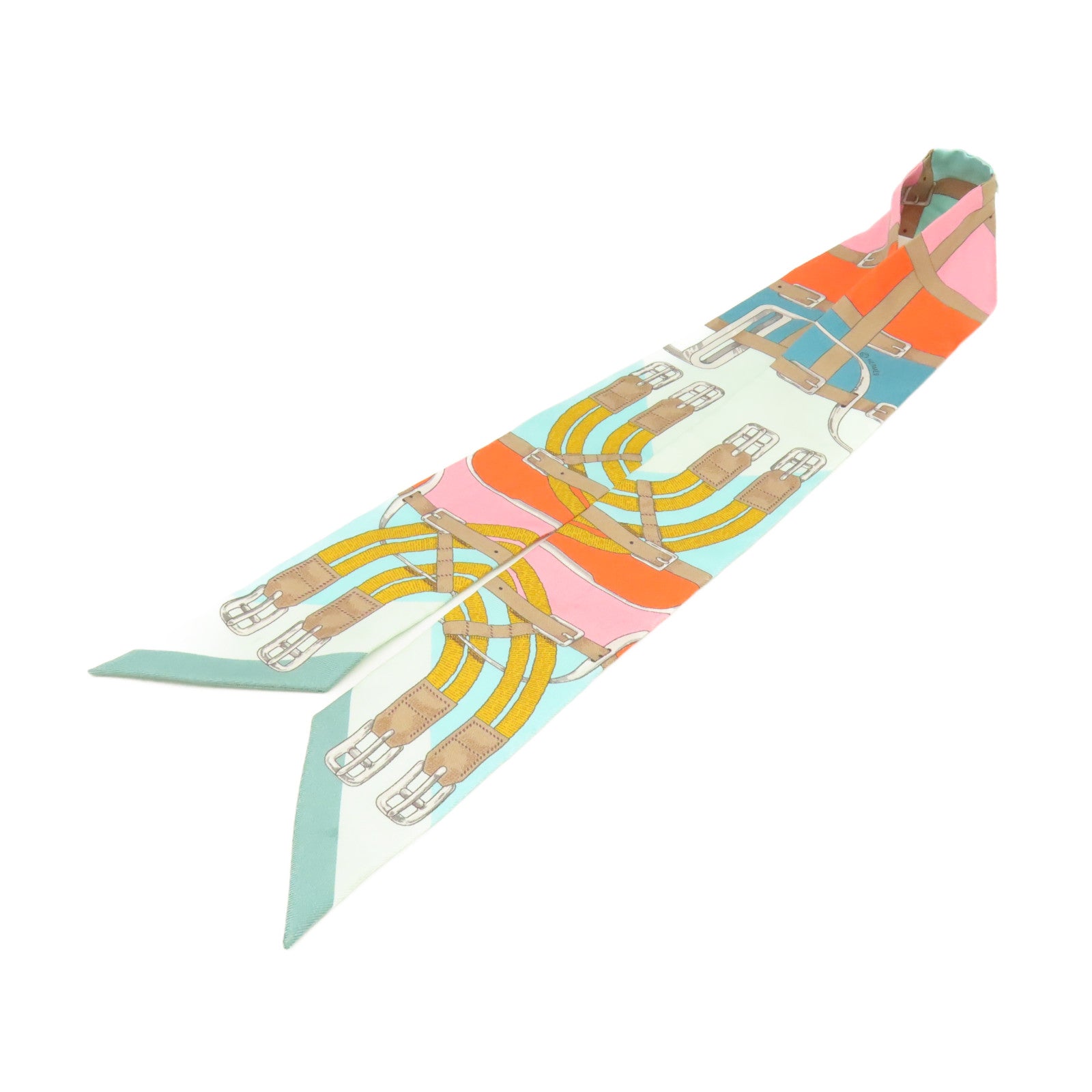 HERMES 【激減優惠】絲質Twilly Scarf絲巾湖水綠色/啡色/彩色