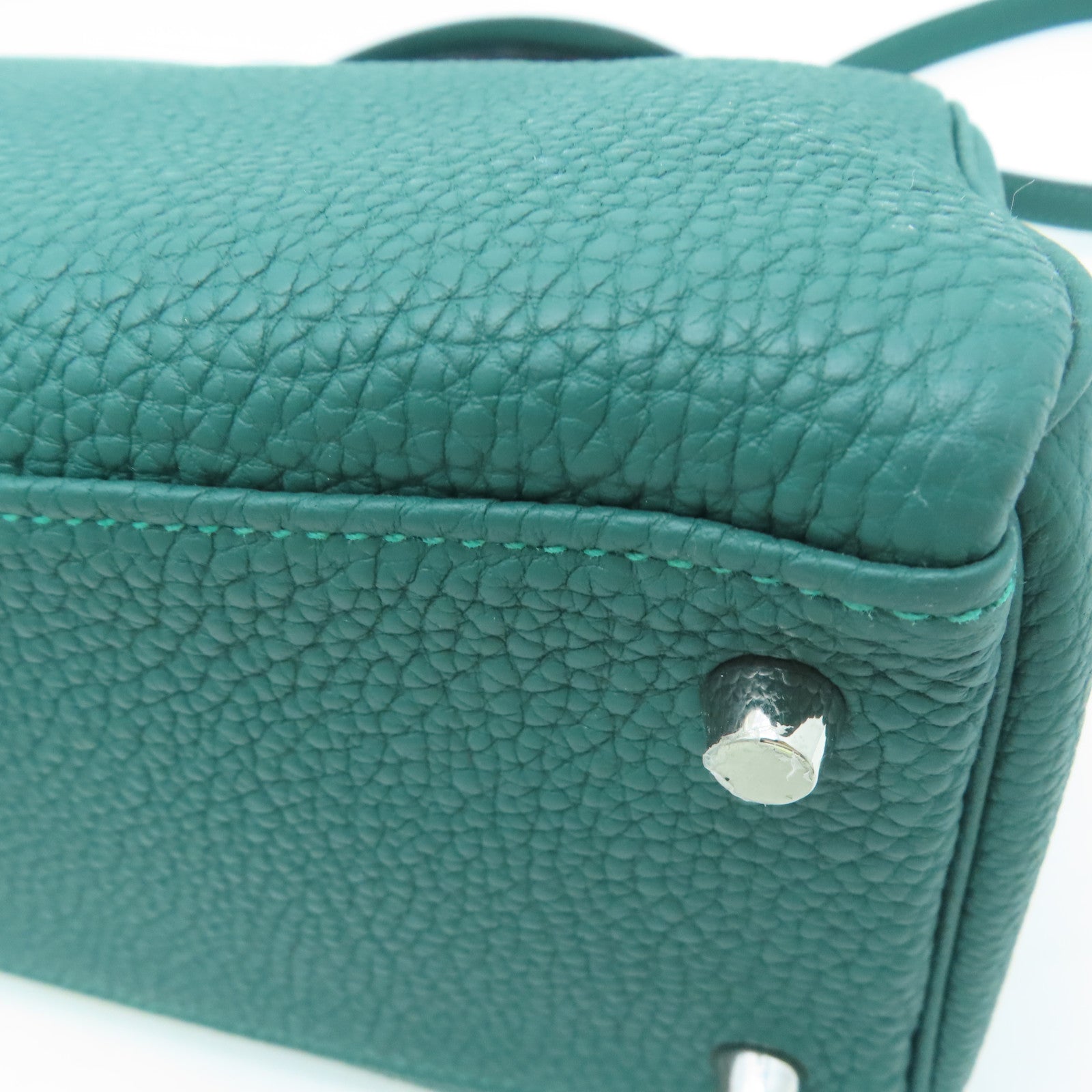 HERMES [Sharp discount] Togo leather Galop Kelly 32 silver buckle shoulder bag Malachite/Zanzibar