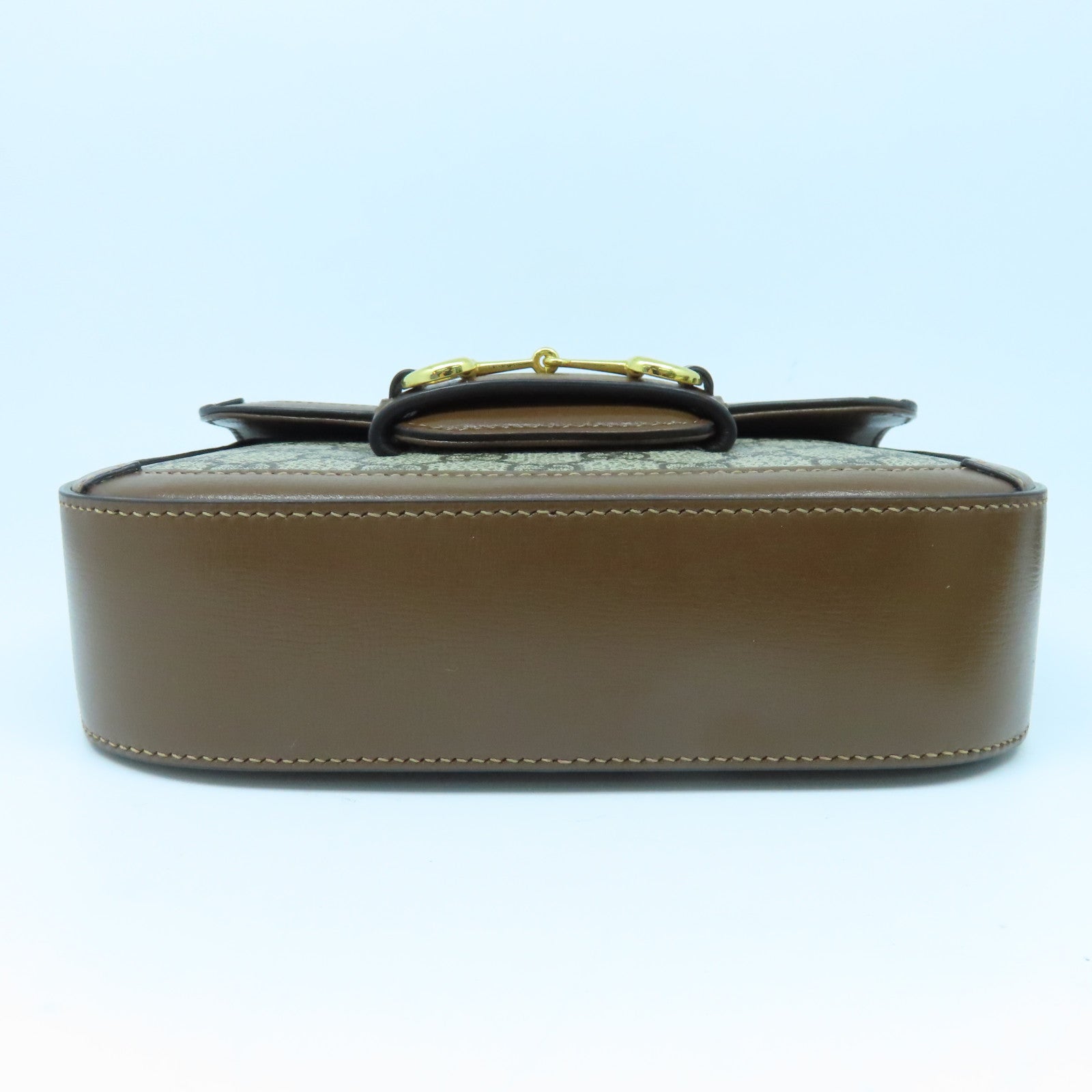 GUCCI 塗層皮革1955 Horsebit Mini金扣肩背袋啡色