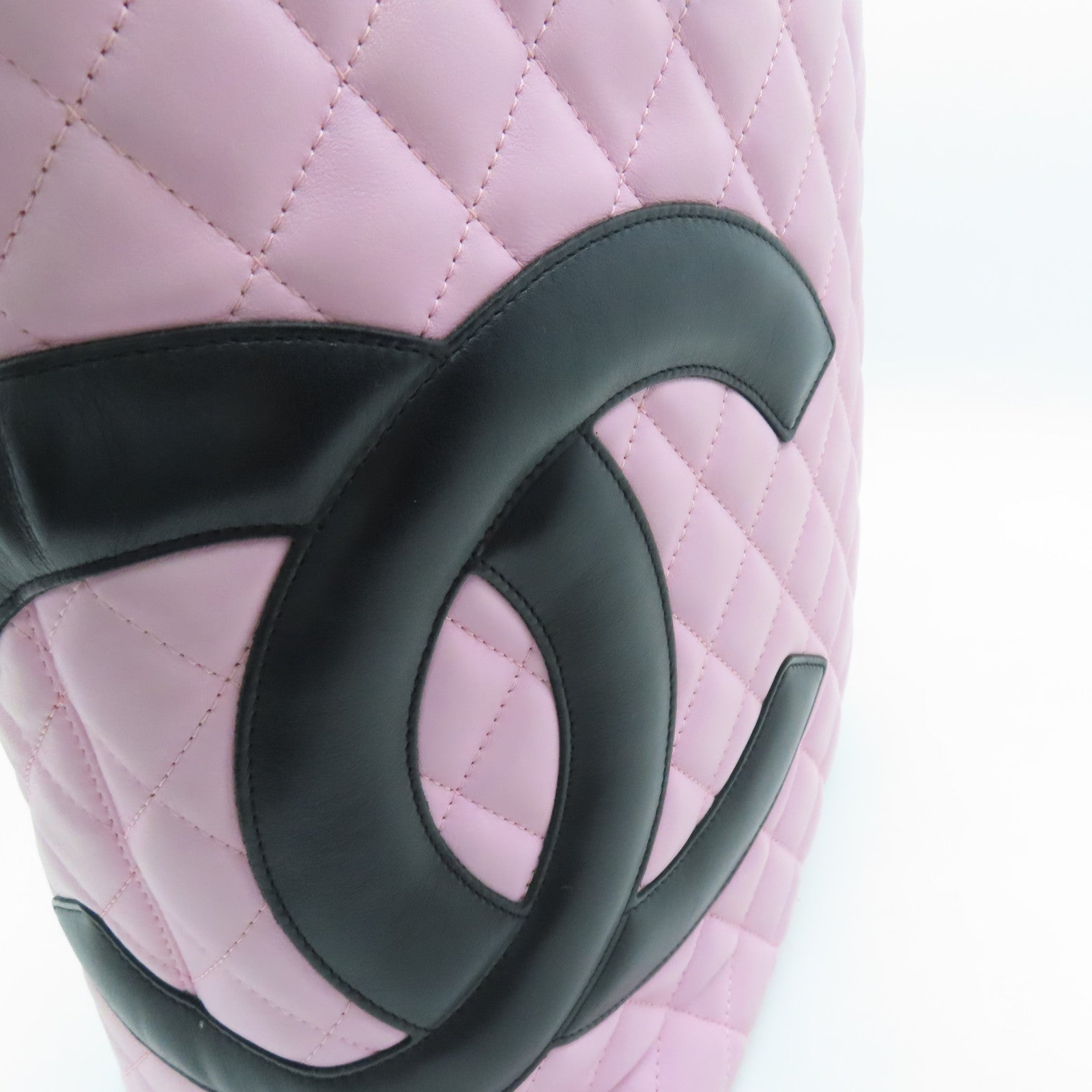 CHANEL Lingge cowhide leather Cambon Tote Bag silver buckle handle bag pink