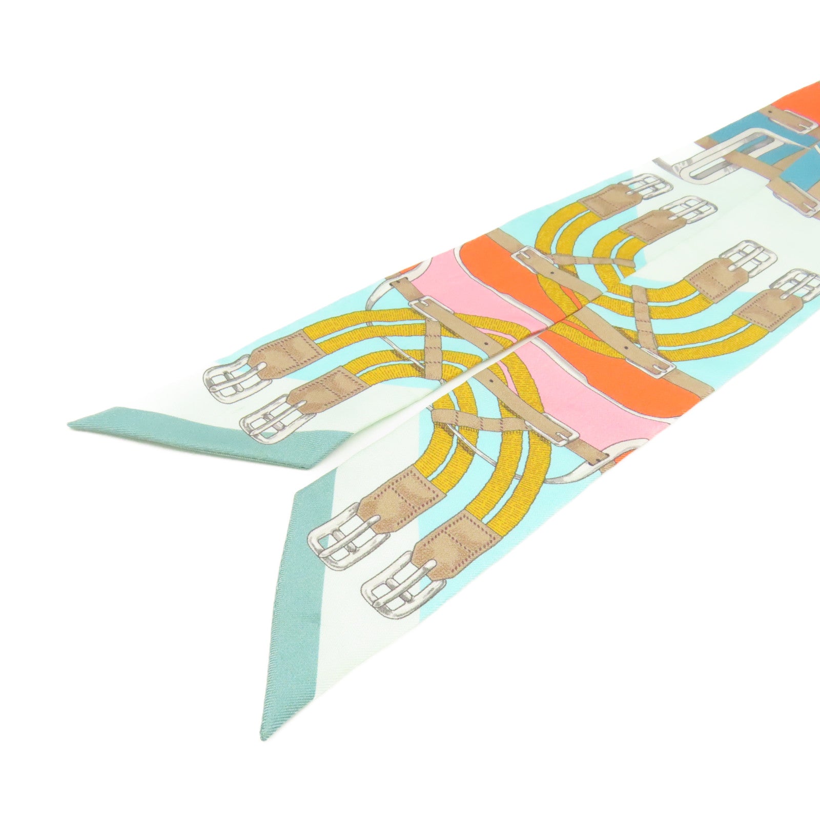 HERMES 【激減優惠】絲質Twilly Scarf絲巾湖水綠色/啡色/彩色