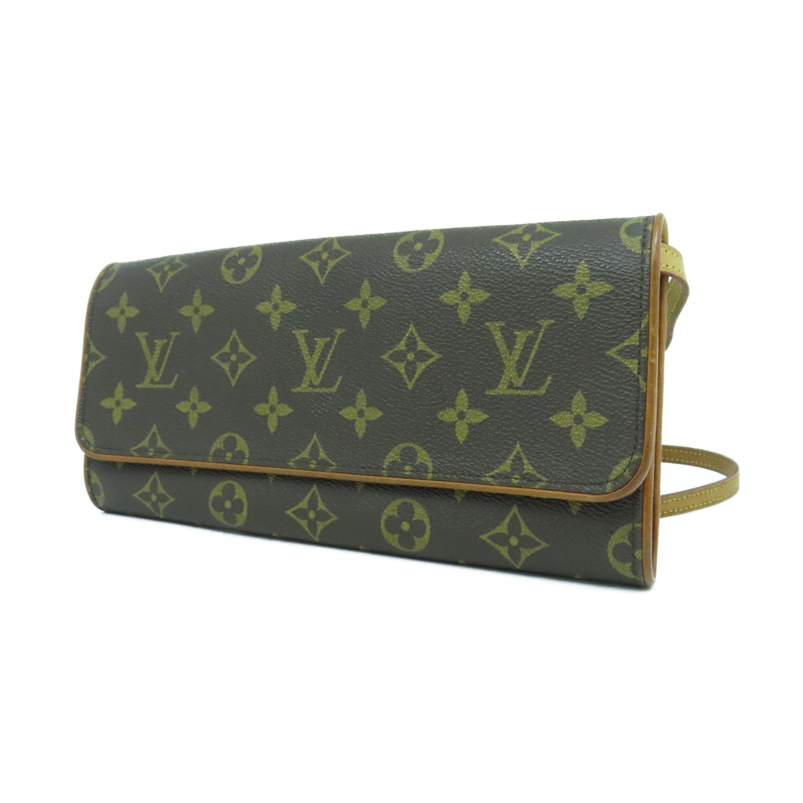 LOUIS VUITTON Monogram Pochette Twin PM金扣肩背袋啡色