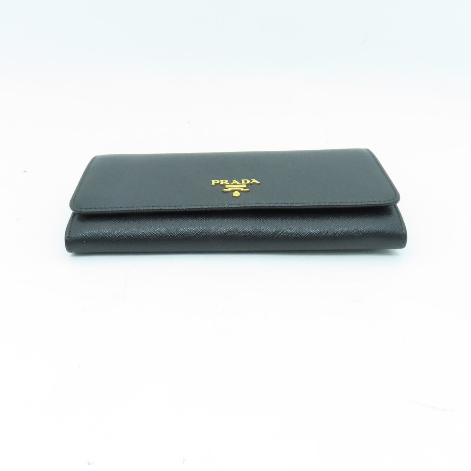 PRADA Saffiano皮革Long Wallet金扣長錢包黑色
