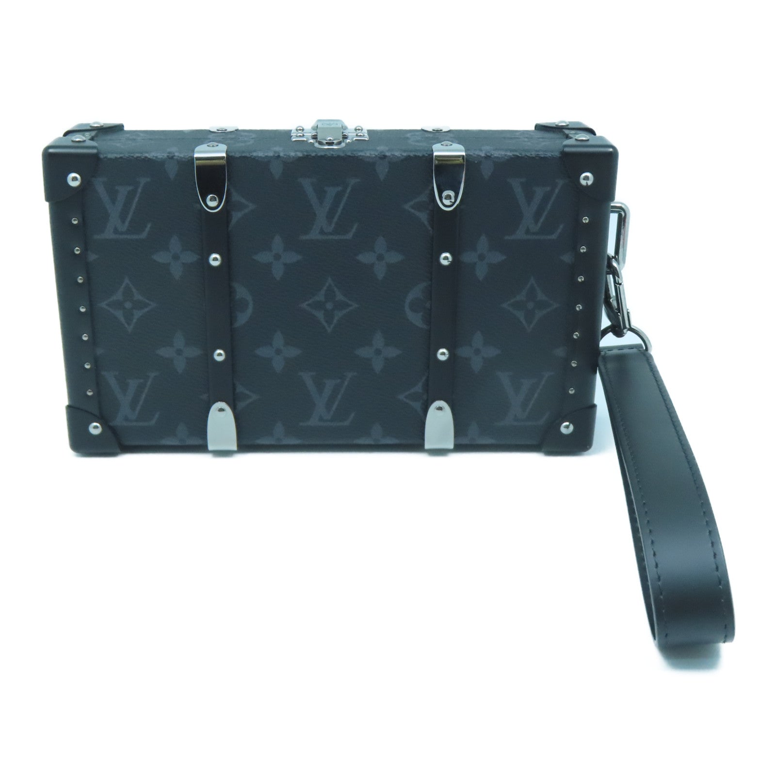 LOUIS VUITTON Monogram Eclipse Wallet Trunk銀扣手拿包黑色