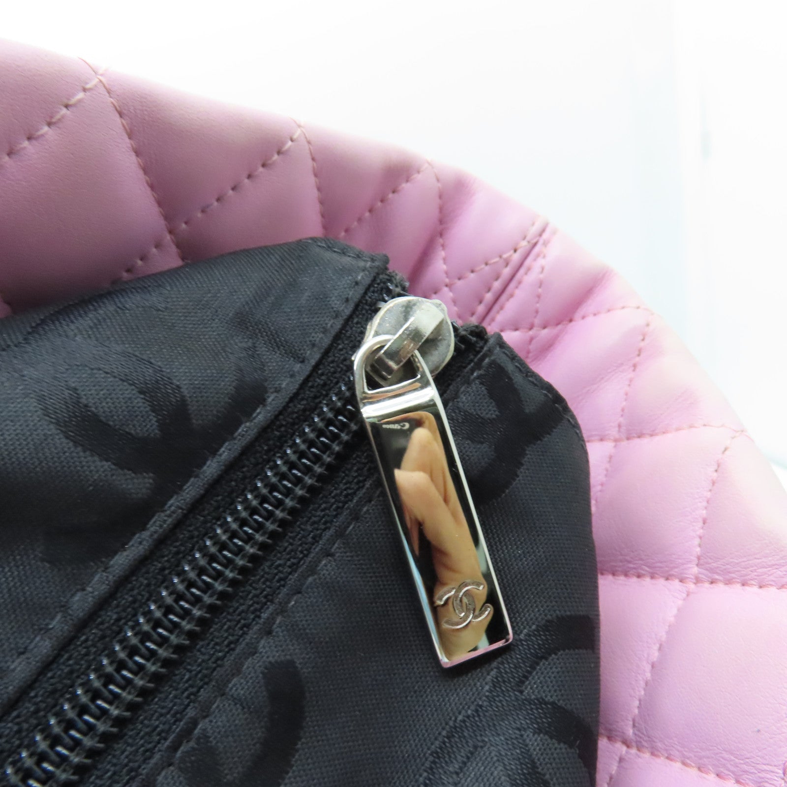 CHANEL Lingge cowhide leather Cambon Tote Bag silver buckle handle bag pink