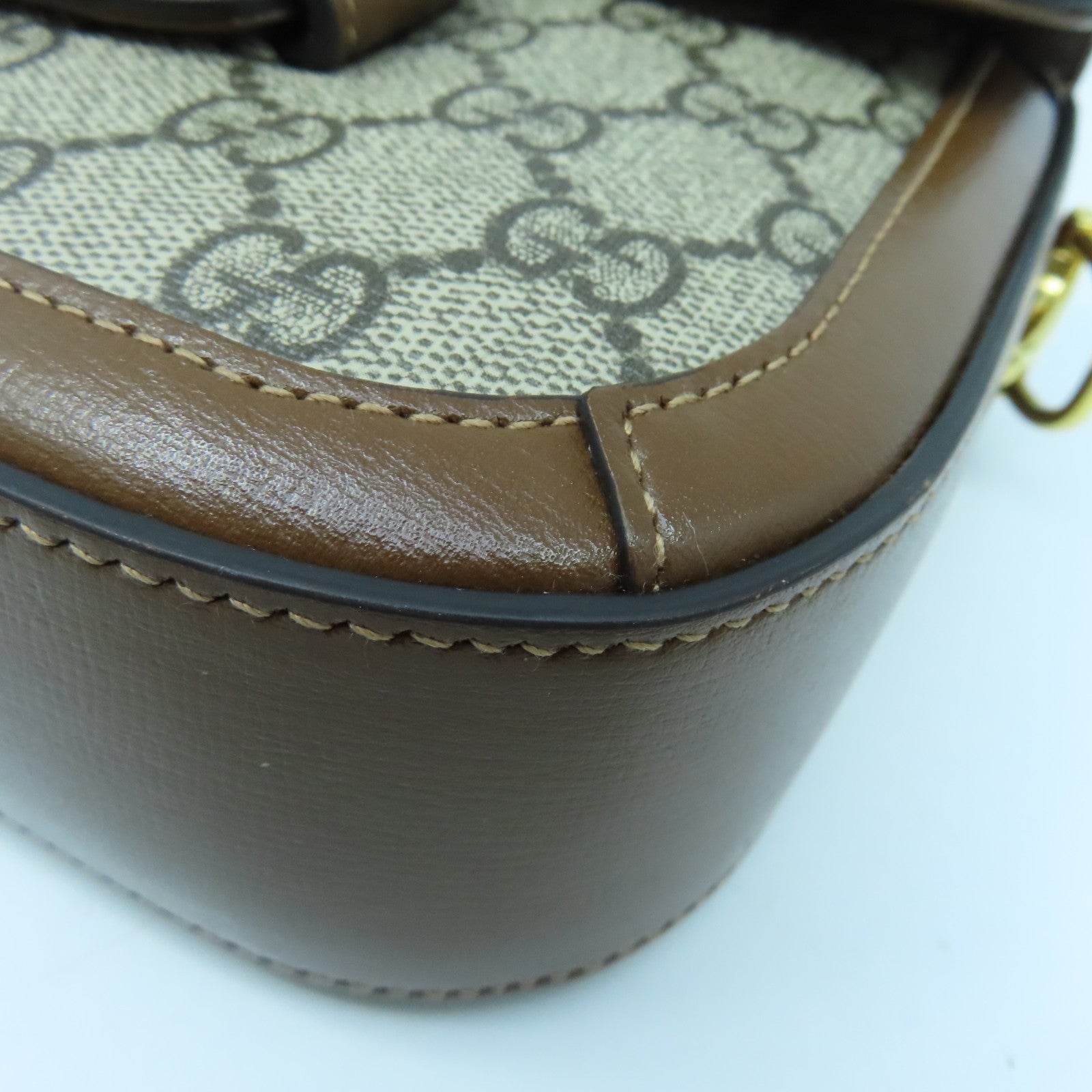 GUCCI 塗層皮革1955 Horsebit Mini金扣肩背袋啡色