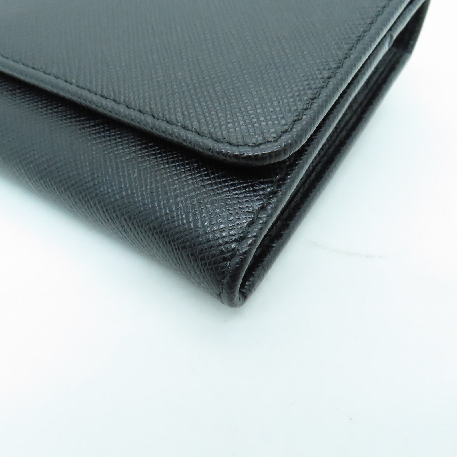 PRADA Saffiano皮革Long Wallet金扣長錢包黑色