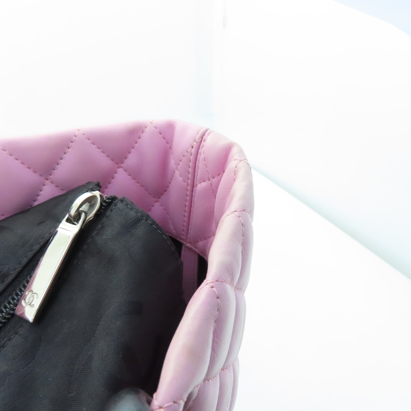 CHANEL Lingge cowhide leather Cambon Tote Bag silver buckle handle bag pink
