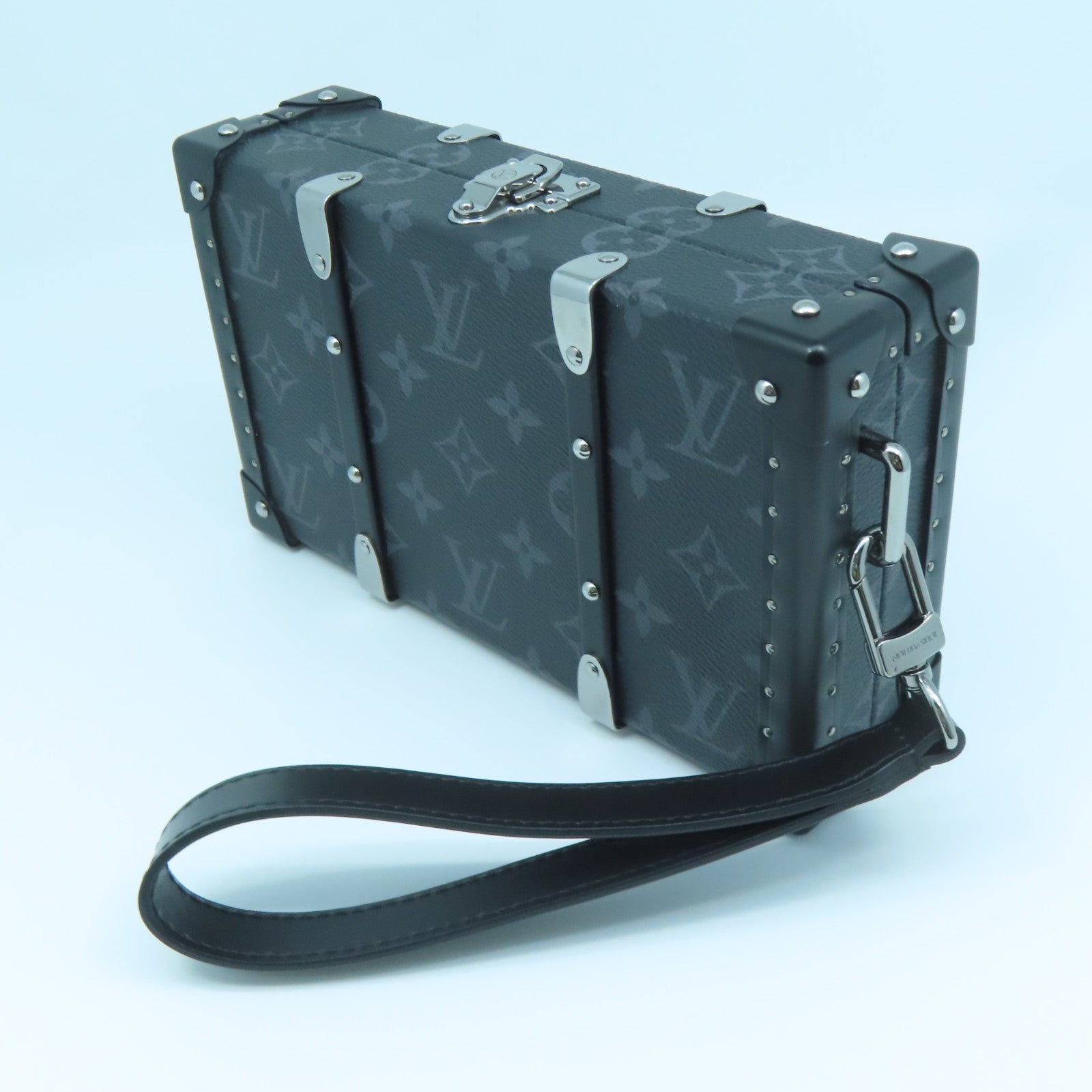 LOUIS VUITTON Monogram Eclipse Wallet Trunk銀扣手拿包黑色