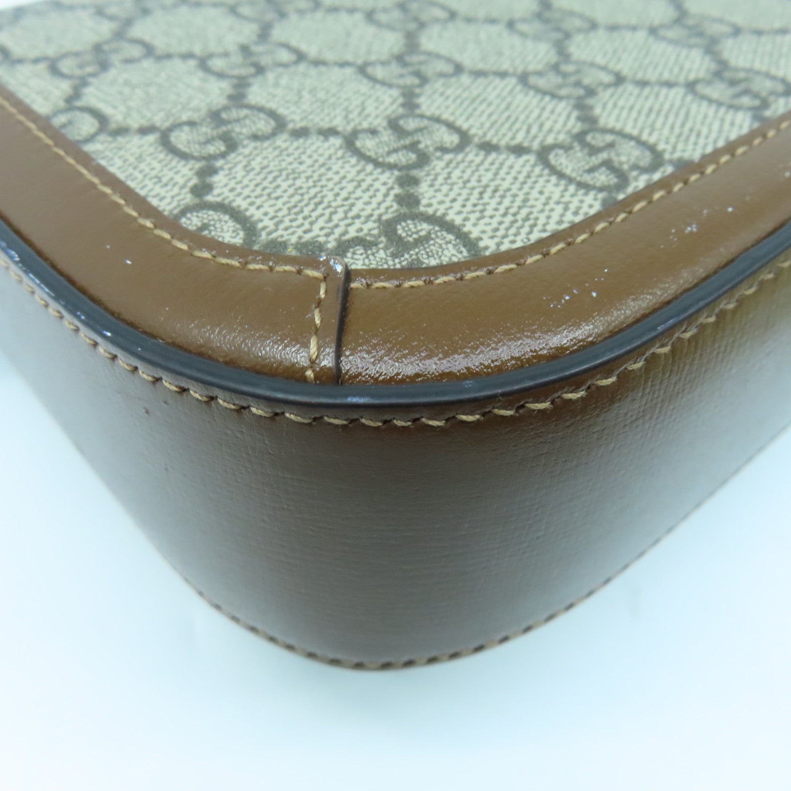 GUCCI 塗層皮革1955 Horsebit Mini金扣肩背袋啡色