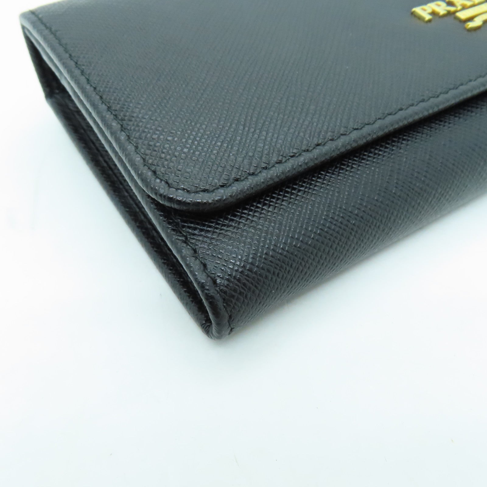 PRADA Saffiano皮革Long Wallet金扣長錢包黑色