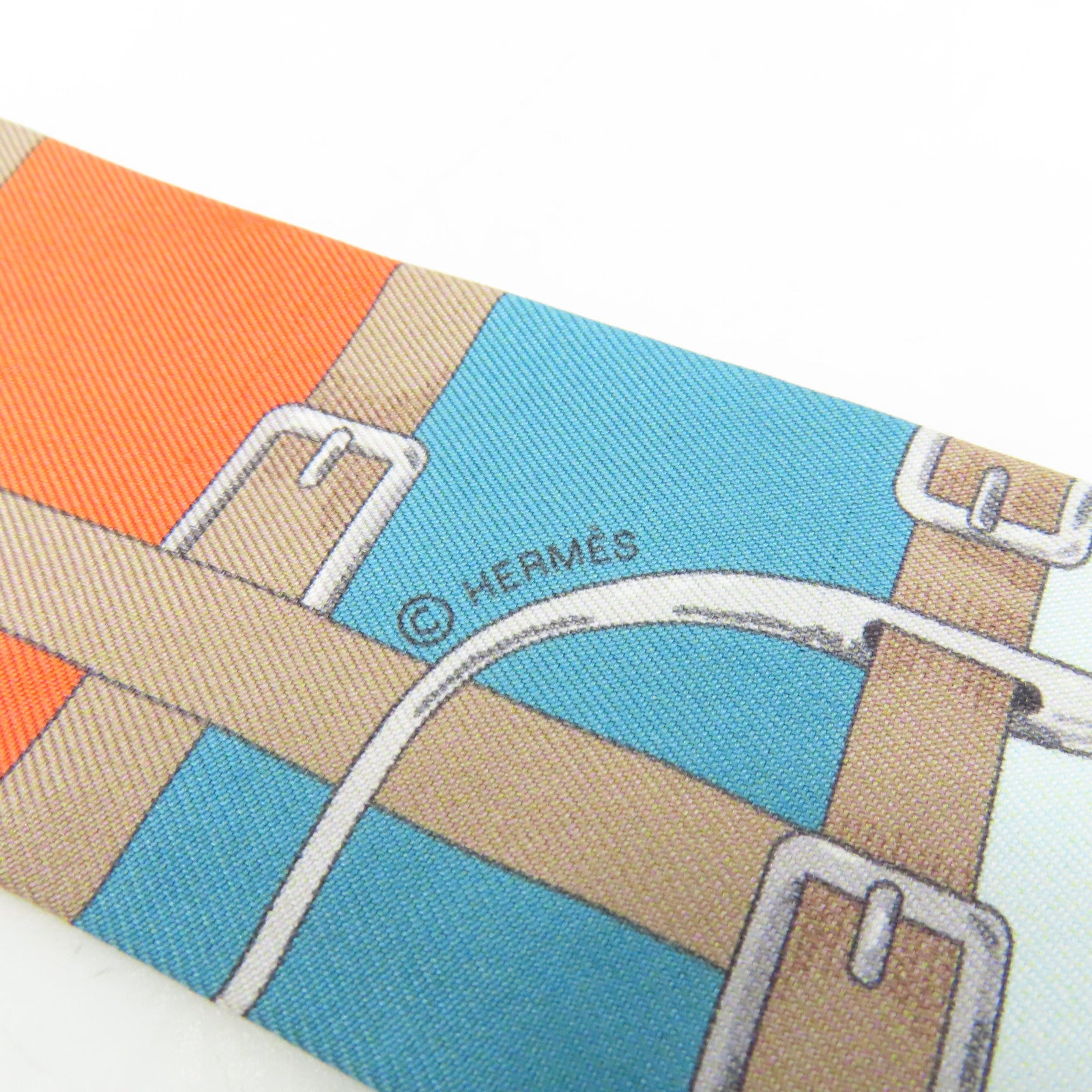 HERMES 【激減優惠】絲質Twilly Scarf絲巾湖水綠色/啡色/彩色