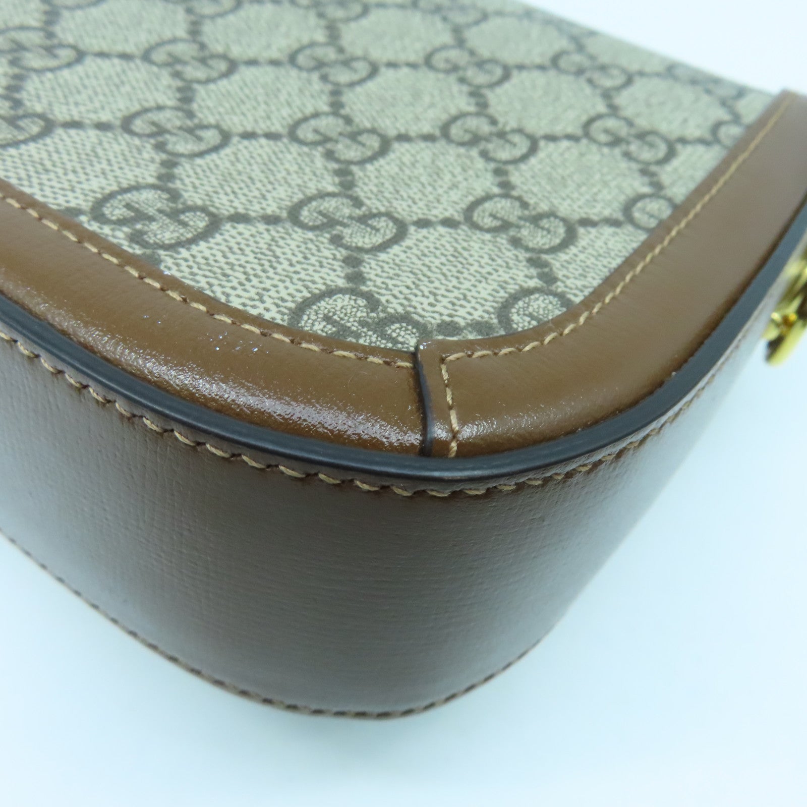 GUCCI 塗層皮革1955 Horsebit Mini金扣肩背袋啡色