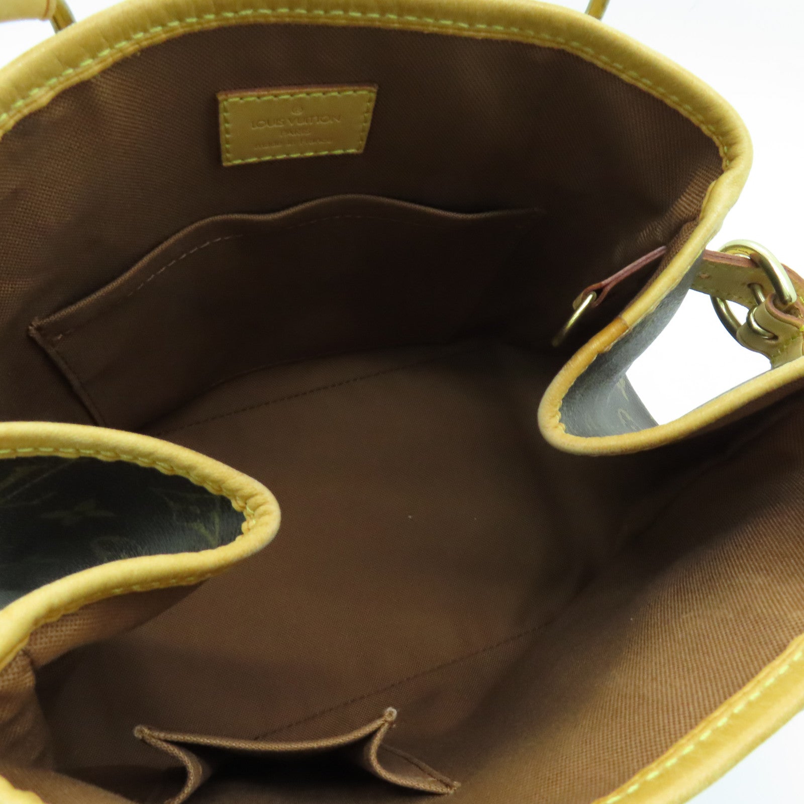 LOUIS VUITTON Monogram Batignolles Gold Buckle Handle Bag Brown