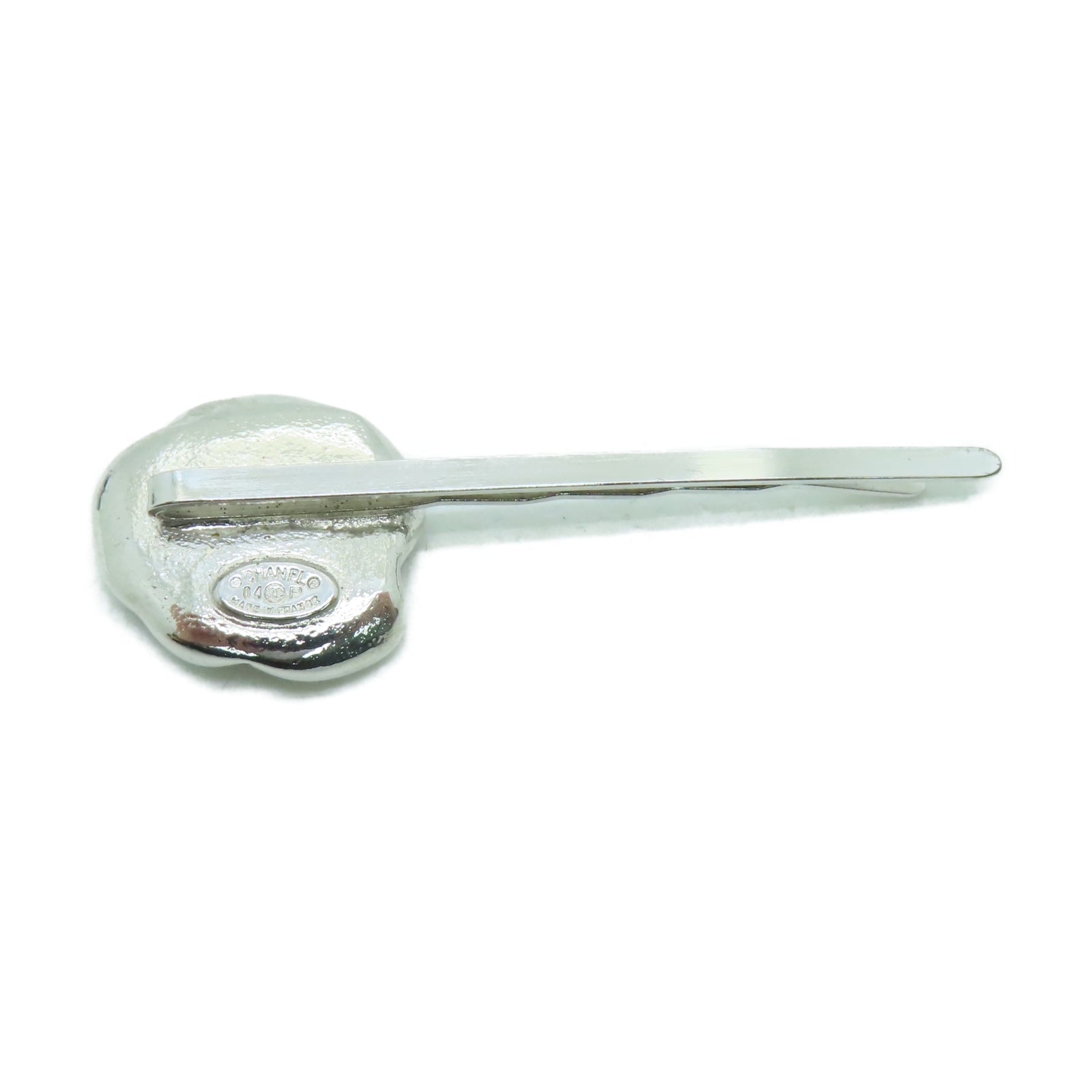 CHANEL 金属Hair Clip银扣发夹橙色