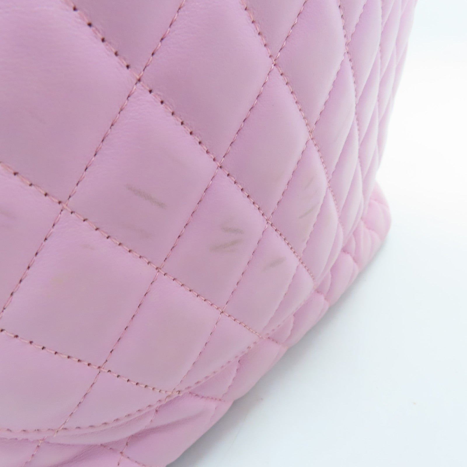 CHANEL Lingge cowhide leather Cambon Tote Bag silver buckle handle bag pink