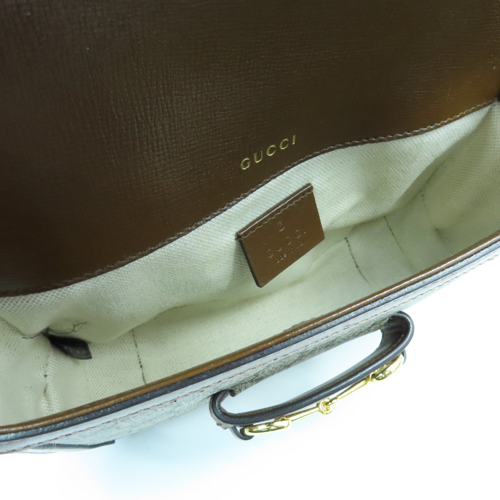 GUCCI 塗層皮革1955 Horsebit Mini金扣肩背袋啡色