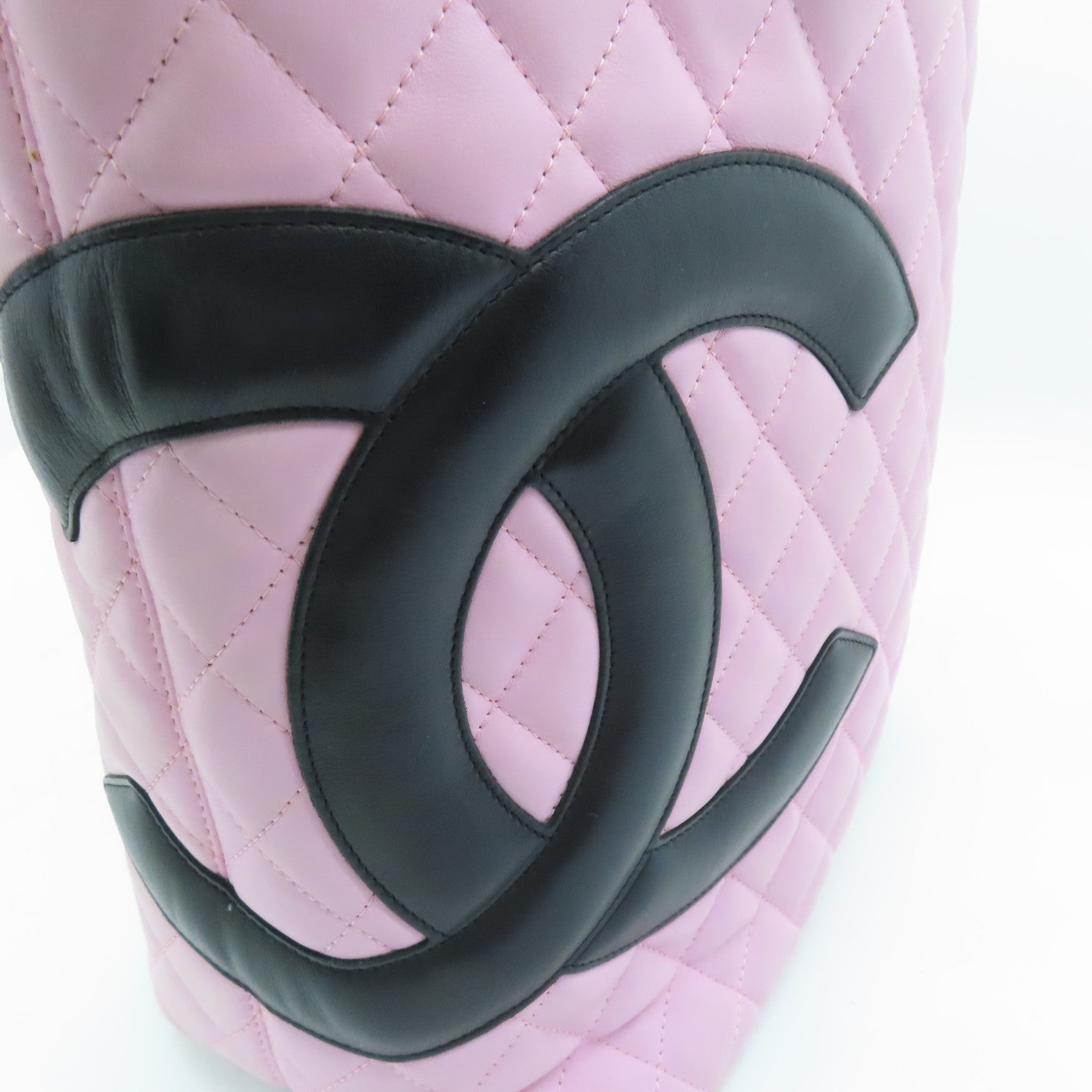 CHANEL Lingge cowhide leather Cambon Tote Bag silver buckle handle bag pink