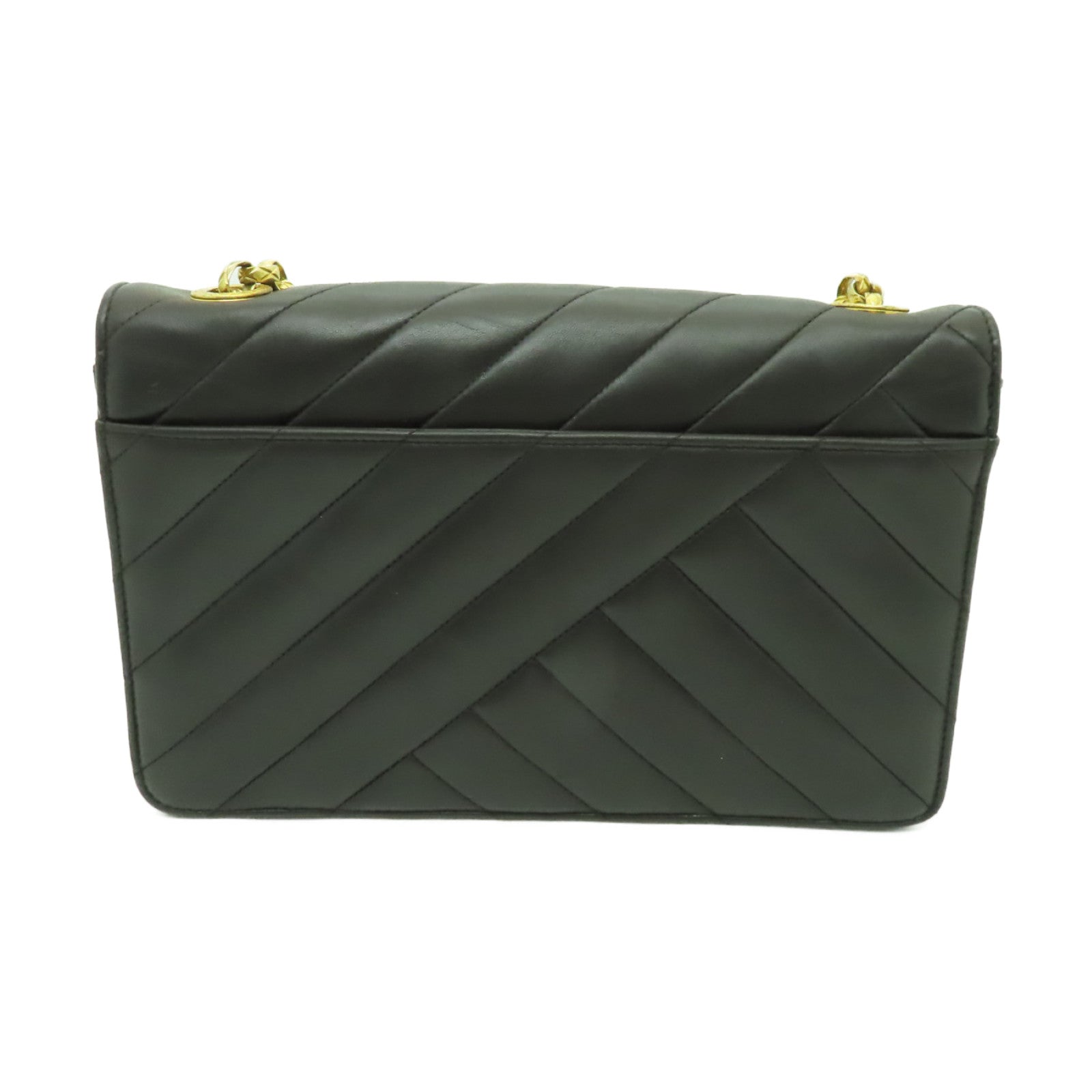 CHANEL 羊皮皮革Chain Shoulder Bag金扣鏈帶肩背袋啡色