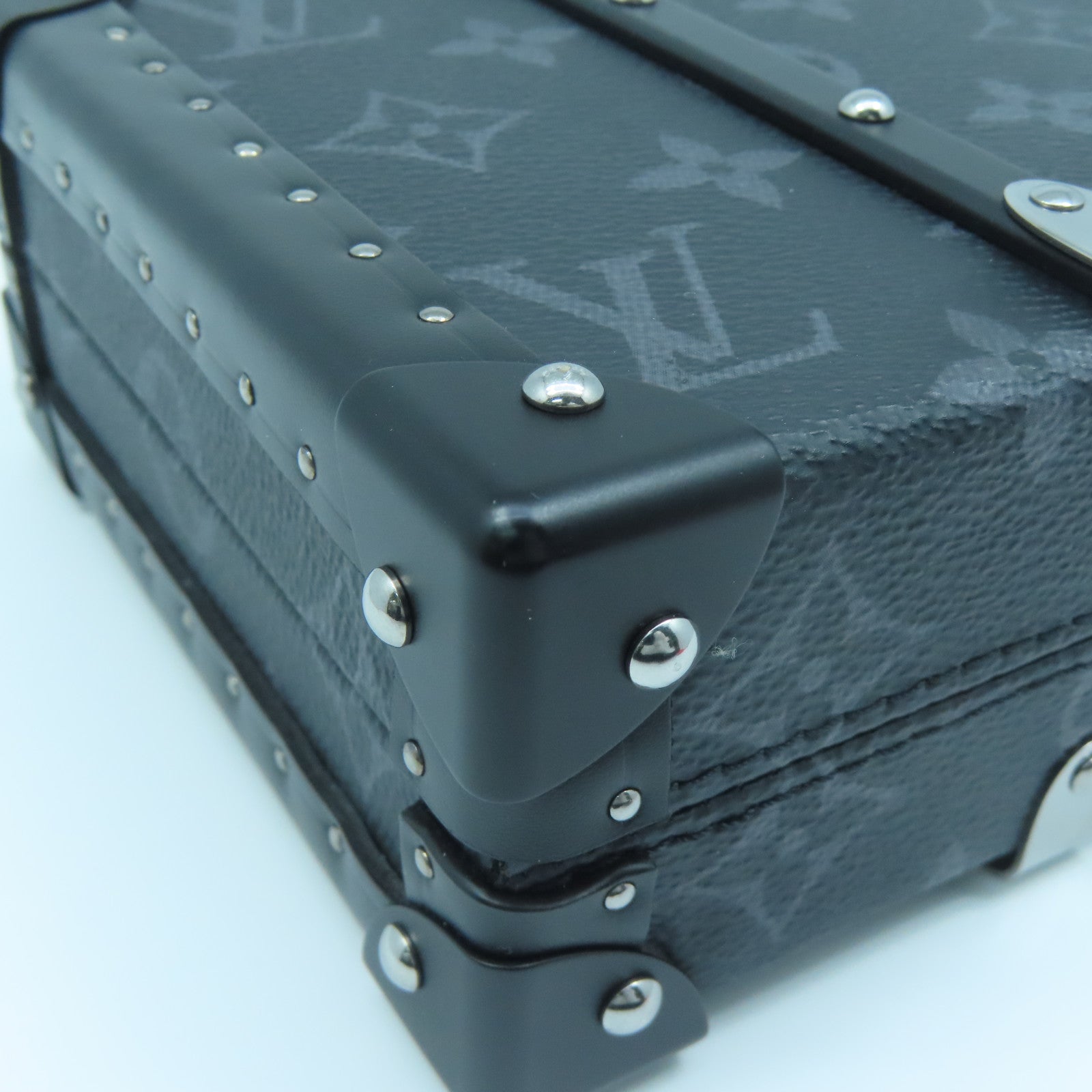 LOUIS VUITTON Monogram Eclipse Wallet Trunk銀扣手拿包黑色