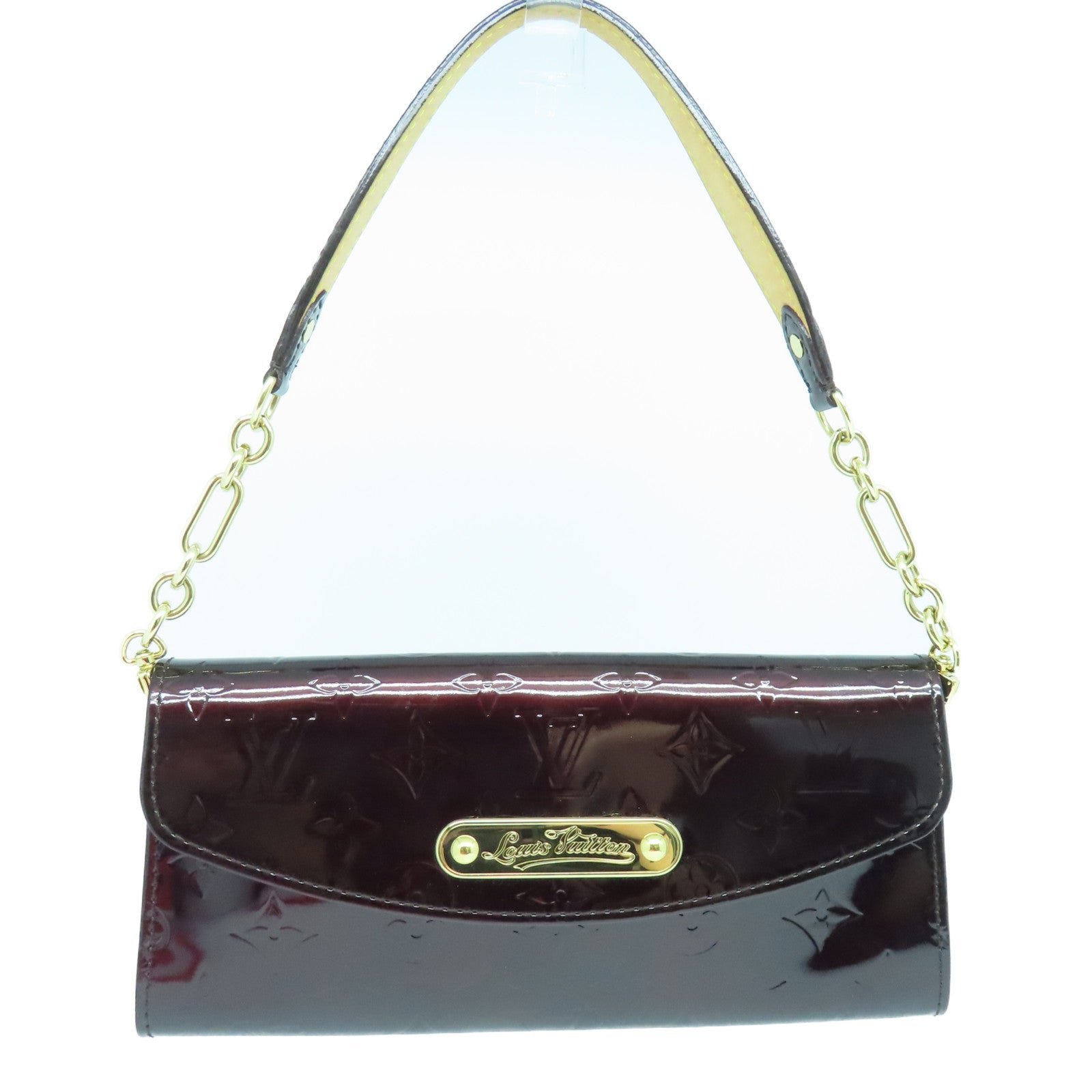 LOUIS VUITTON Monogram Vernis Sunset Boulevard Gold Buckle Shoulder Bag Burgundy