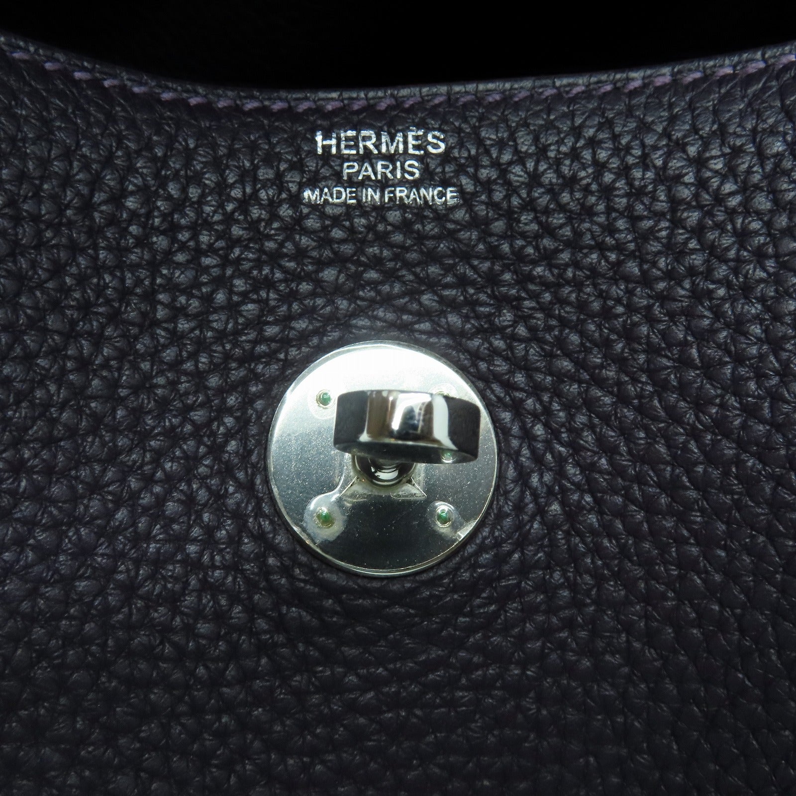 HERMES Clemence皮革Lindy 30银扣手挽肩背两用袋Raisin紫色