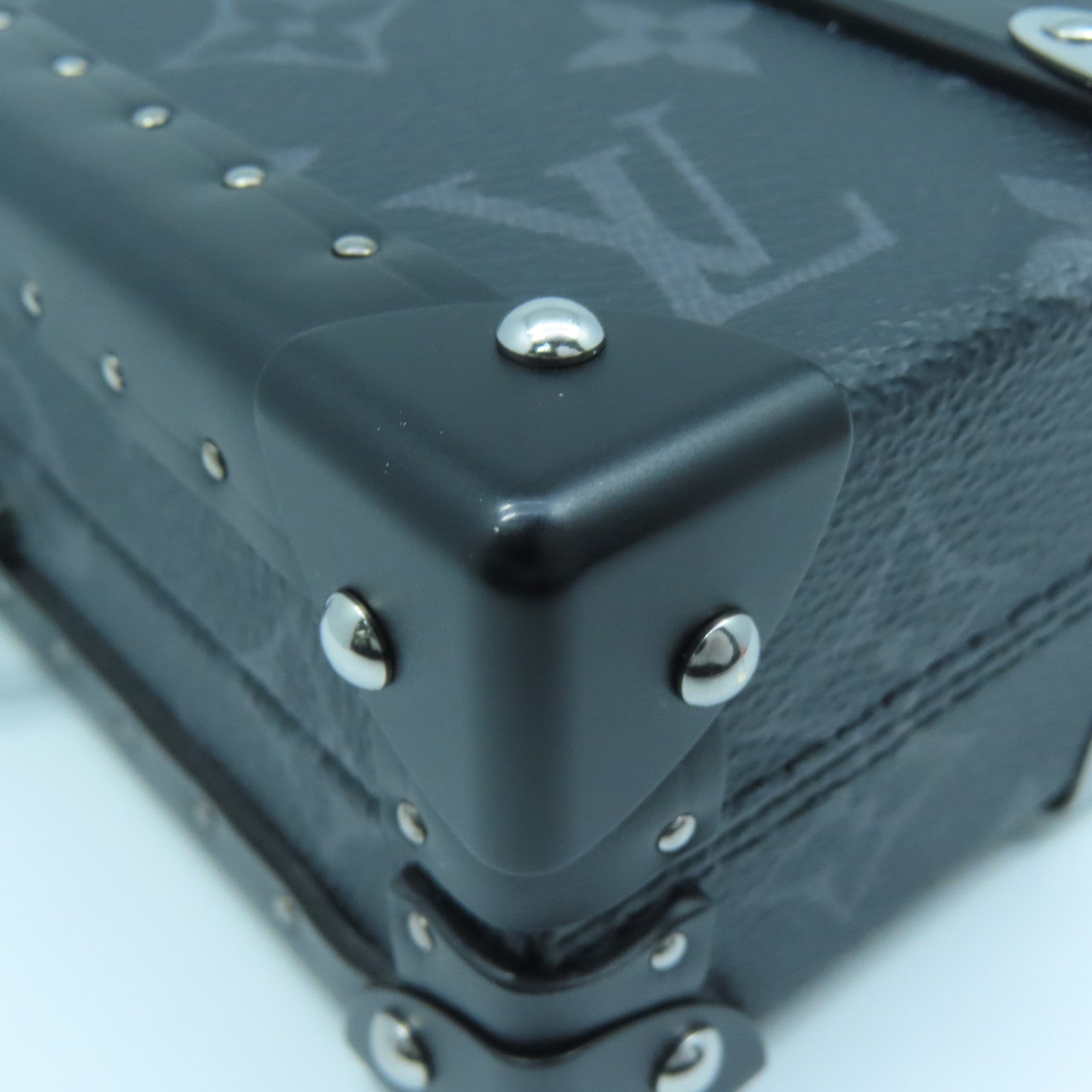 LOUIS VUITTON Monogram Eclipse Wallet Trunk銀扣手拿包黑色