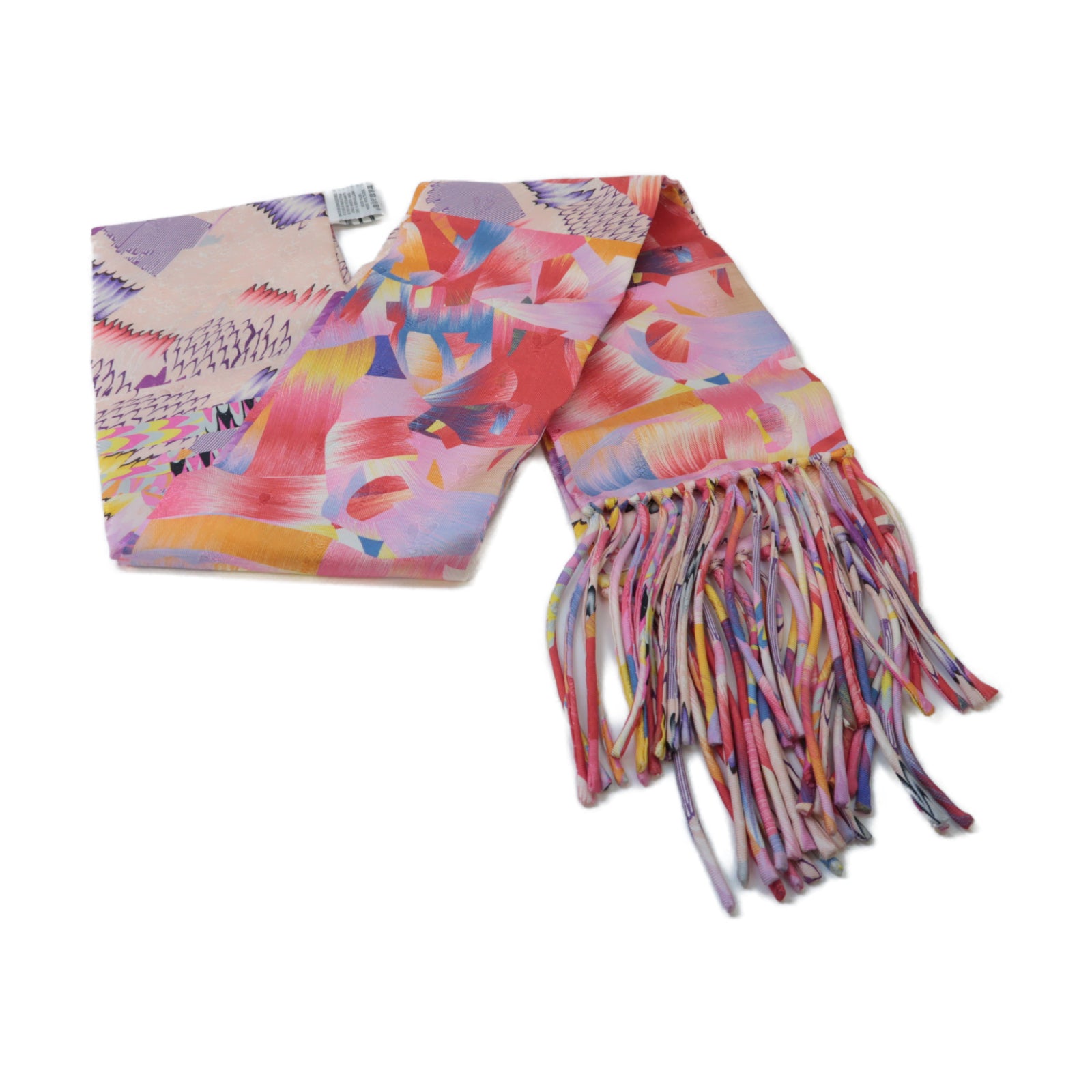 HERMES 絲質Marble Silk Fringed Muffler絲巾粉紅色