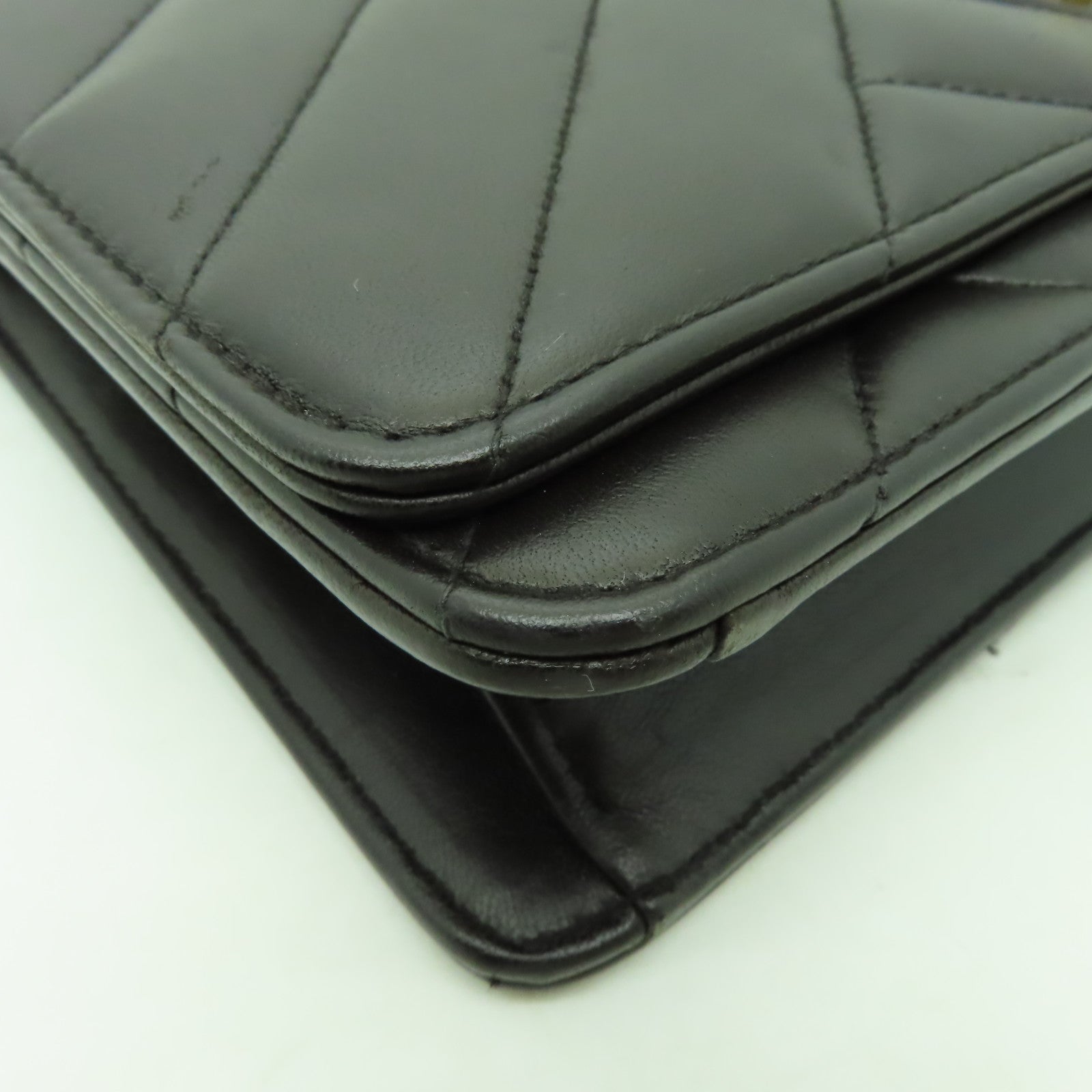 CHANEL 羊皮皮革Chain Shoulder Bag金扣鏈帶肩背袋啡色