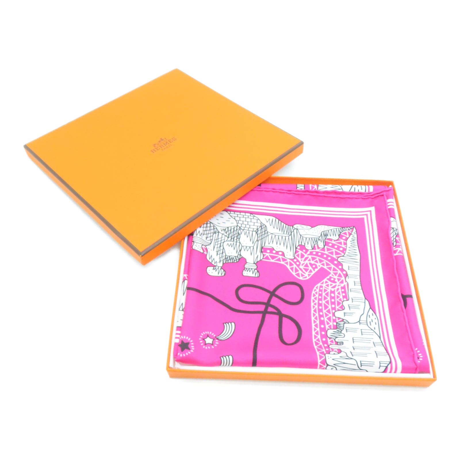 HERMES Silk Scarf 55 Scarf Pink