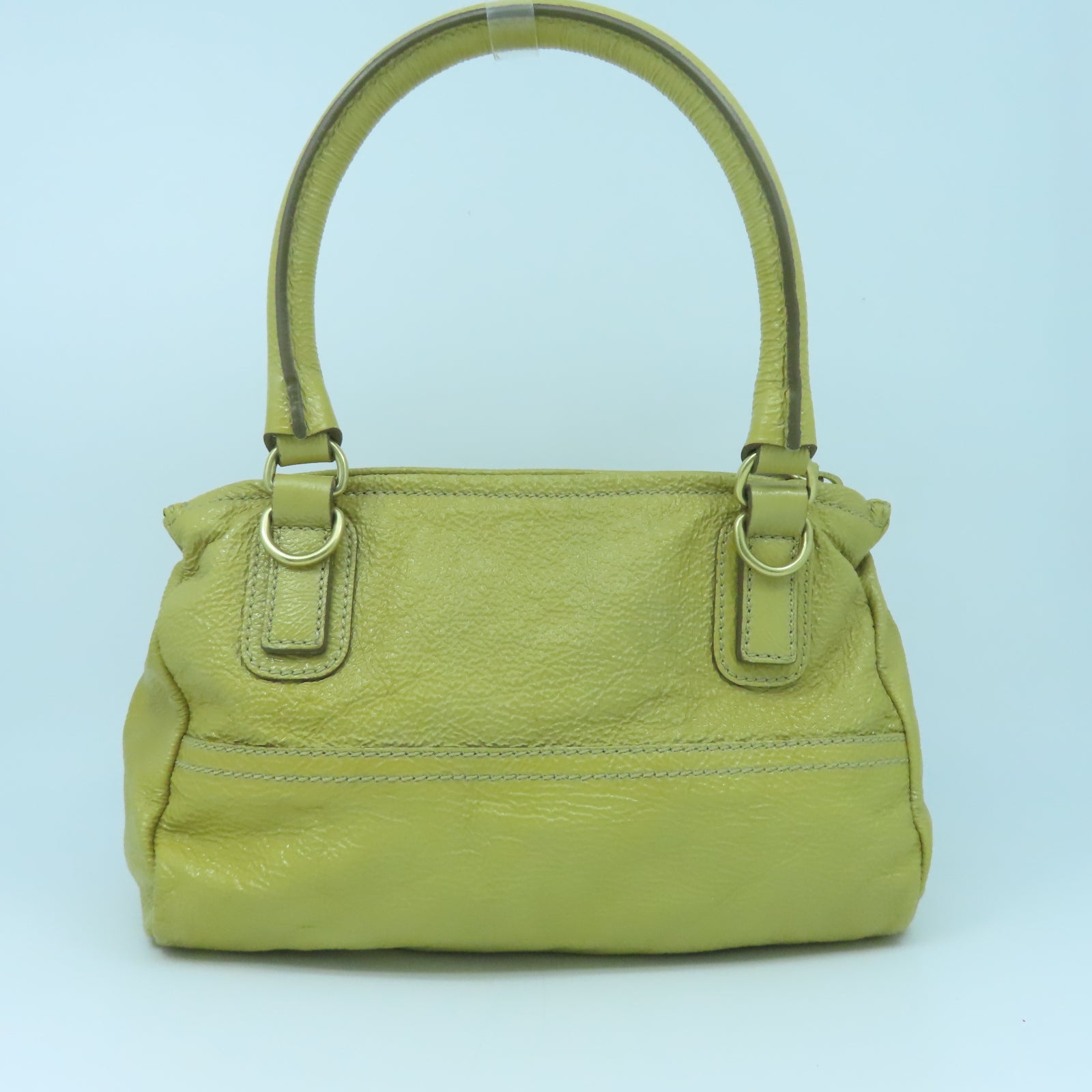 GIVENCHY Coated Canvas Two Way Shoulder Bag with Gold Buckle Handle and Shoulder Yellow