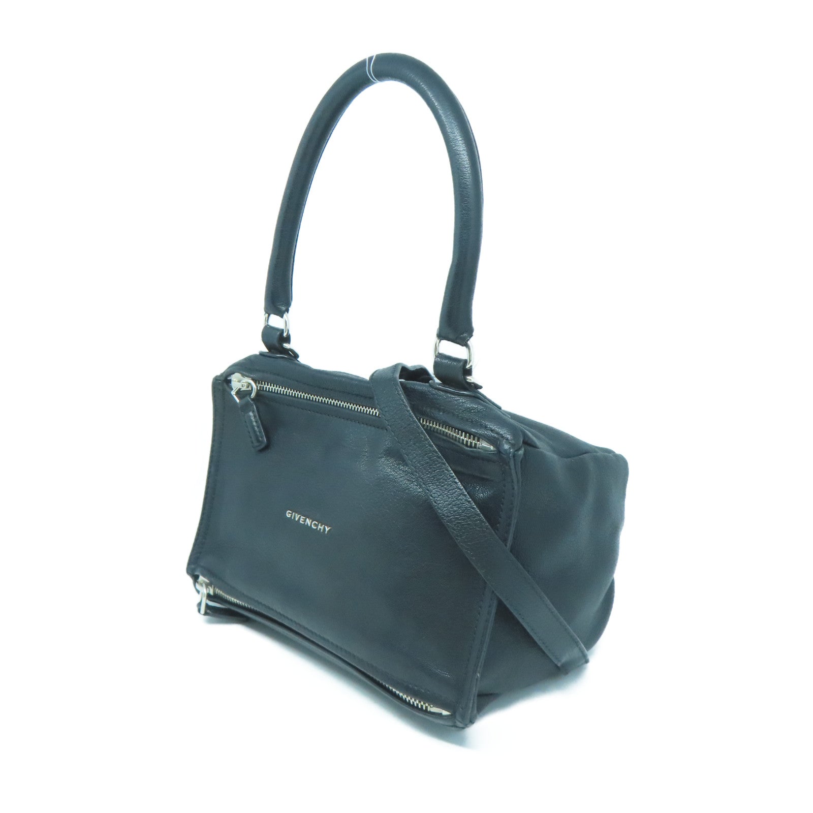 GIVENCHY 牛皮皮革Pandora Small Bag銀扣手挽肩背兩用袋黑色