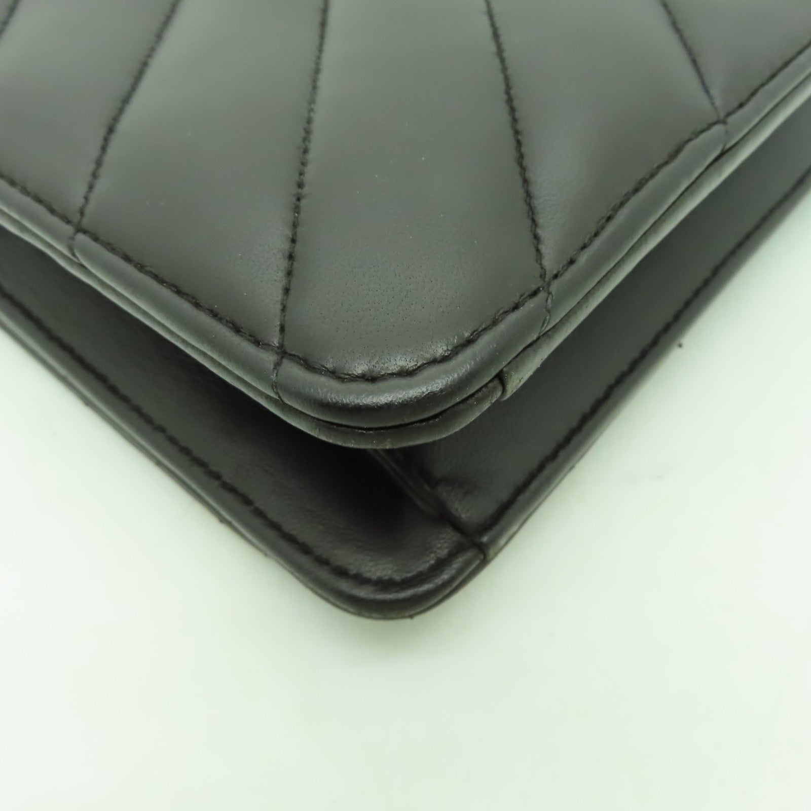 CHANEL 羊皮皮革Chain Shoulder Bag金扣鏈帶肩背袋啡色