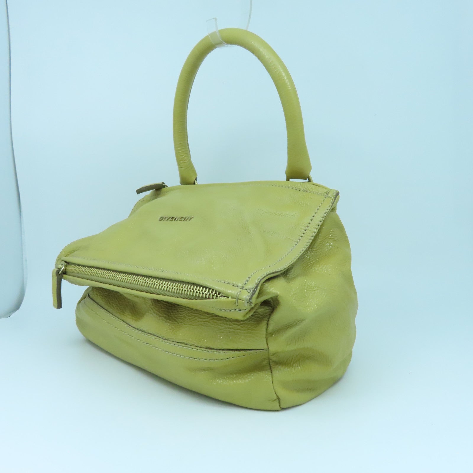 GIVENCHY Coated Canvas Two Way Shoulder Bag with Gold Buckle Handle and Shoulder Yellow