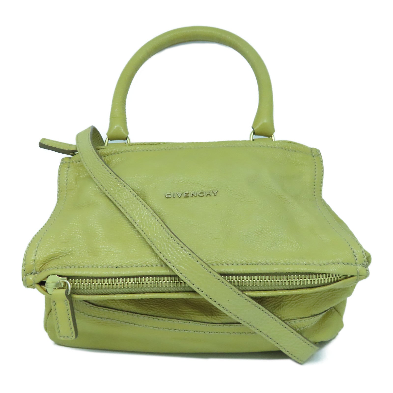 GIVENCHY Coated Canvas Two Way Shoulder Bag with Gold Buckle Handle and Shoulder Yellow