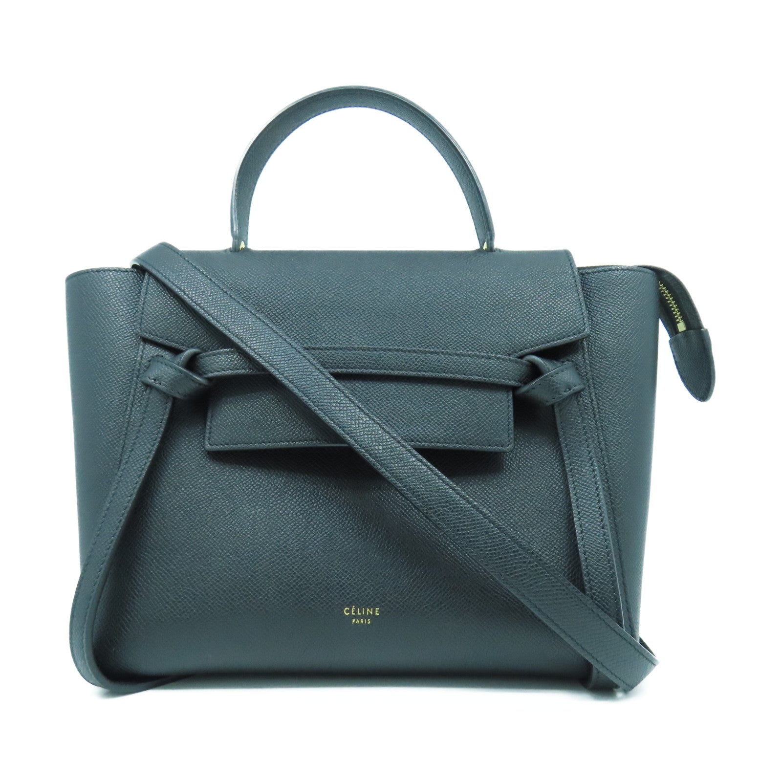 CELINE 【激減優惠】牛皮皮革Belt Bag金扣手挽肩背兩用袋黑色