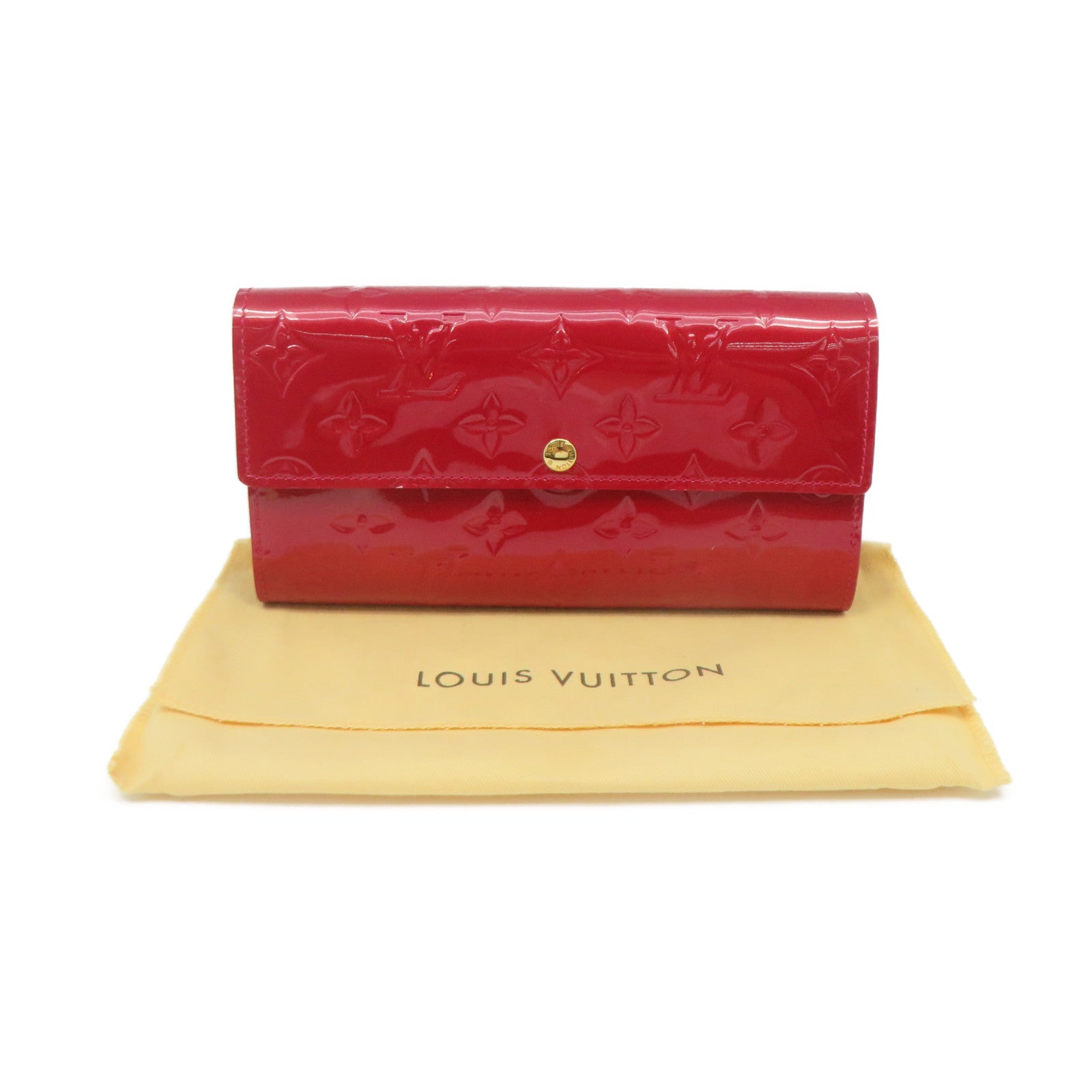 LOUIS VUITTON Vernis Sarah Zipper Long Wallet金扣拉鏈長錢包紅色