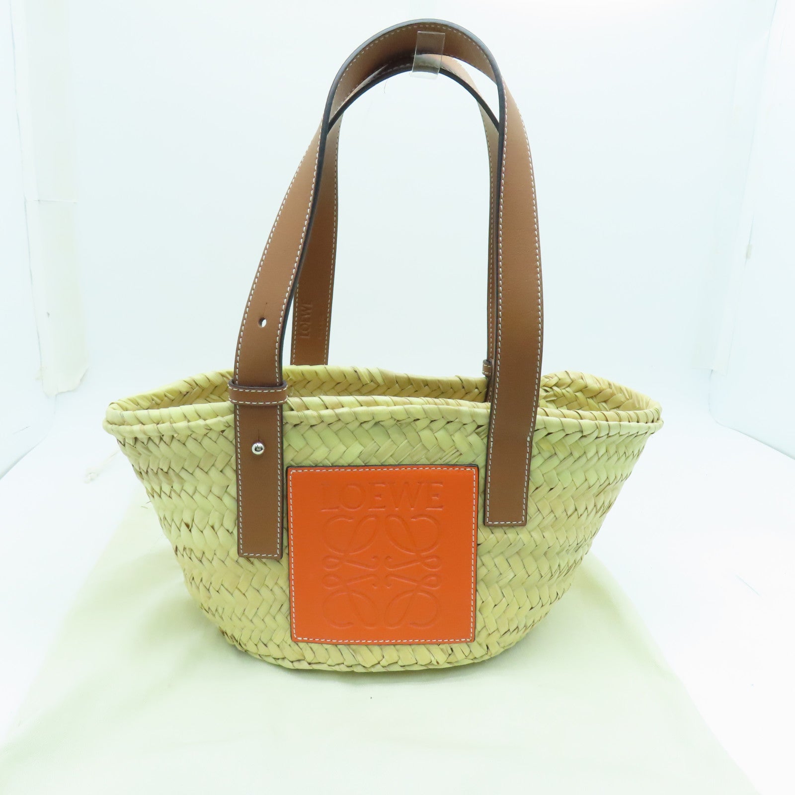 LOEWE Palm Leaf/Leather Basket Bag Beige