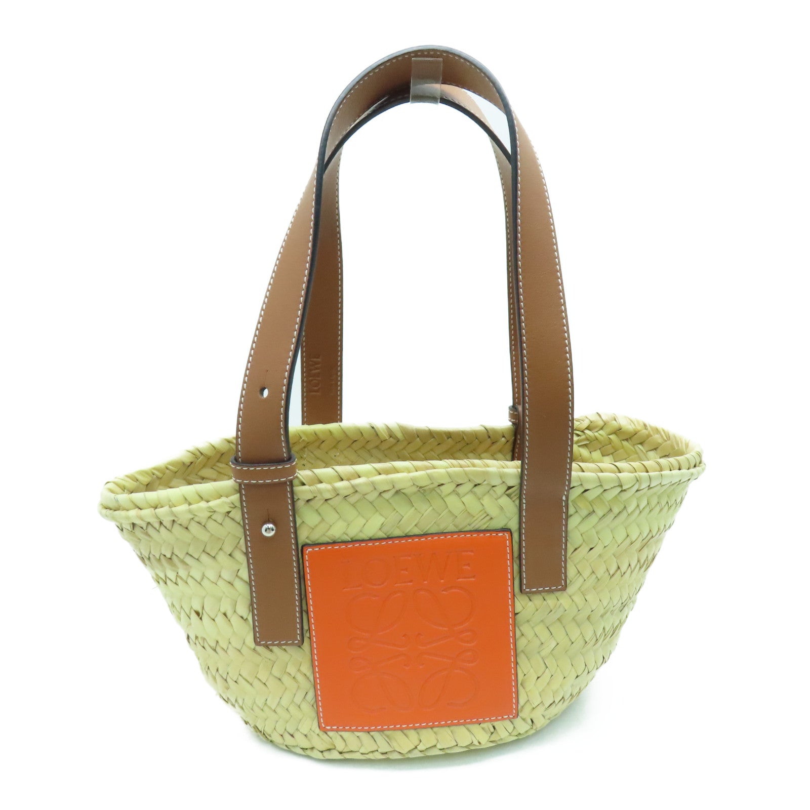 LOEWE Palm Leaf/Leather Basket Bag Beige
