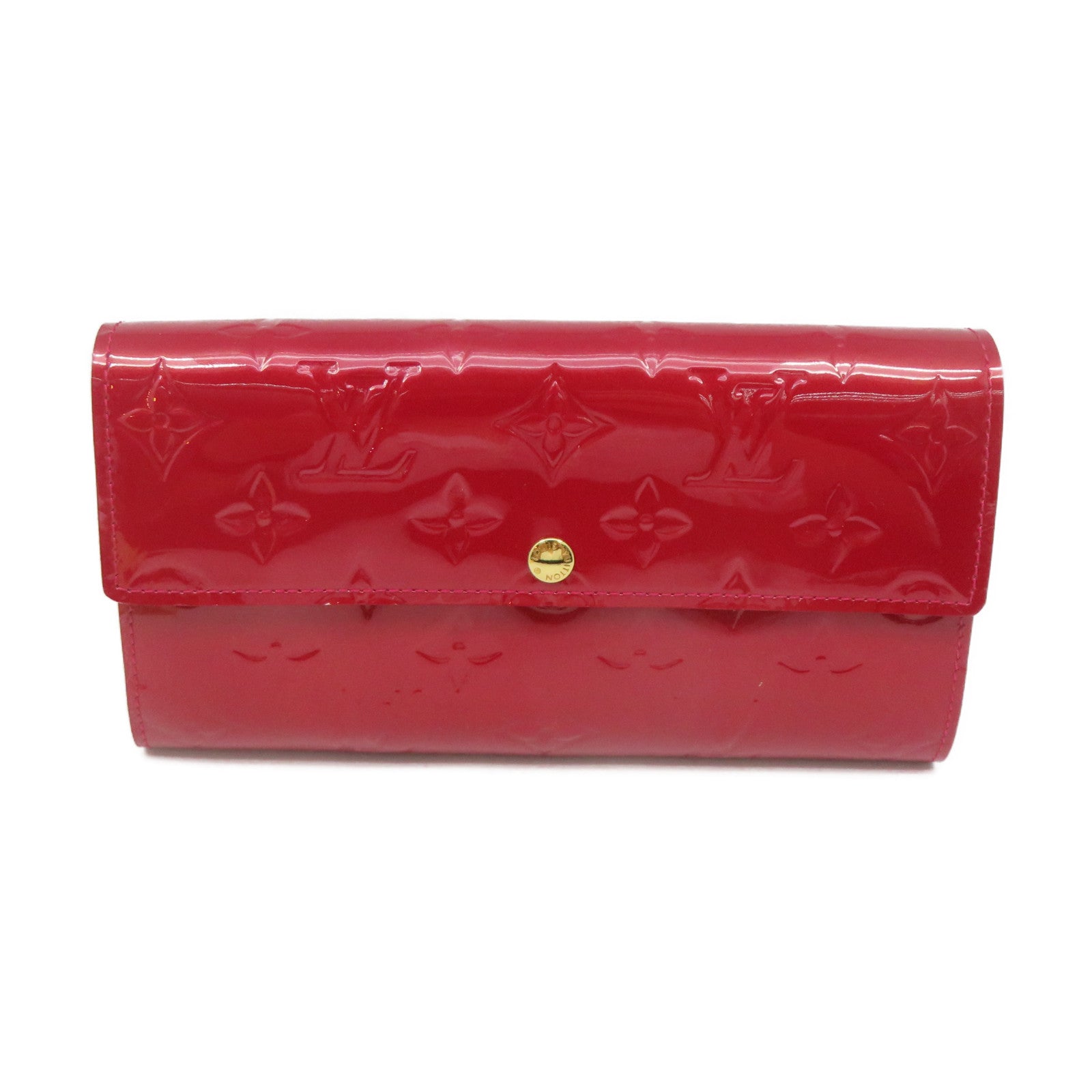 LOUIS VUITTON Vernis Sarah Zipper Long Wallet金扣拉鏈長錢包紅色