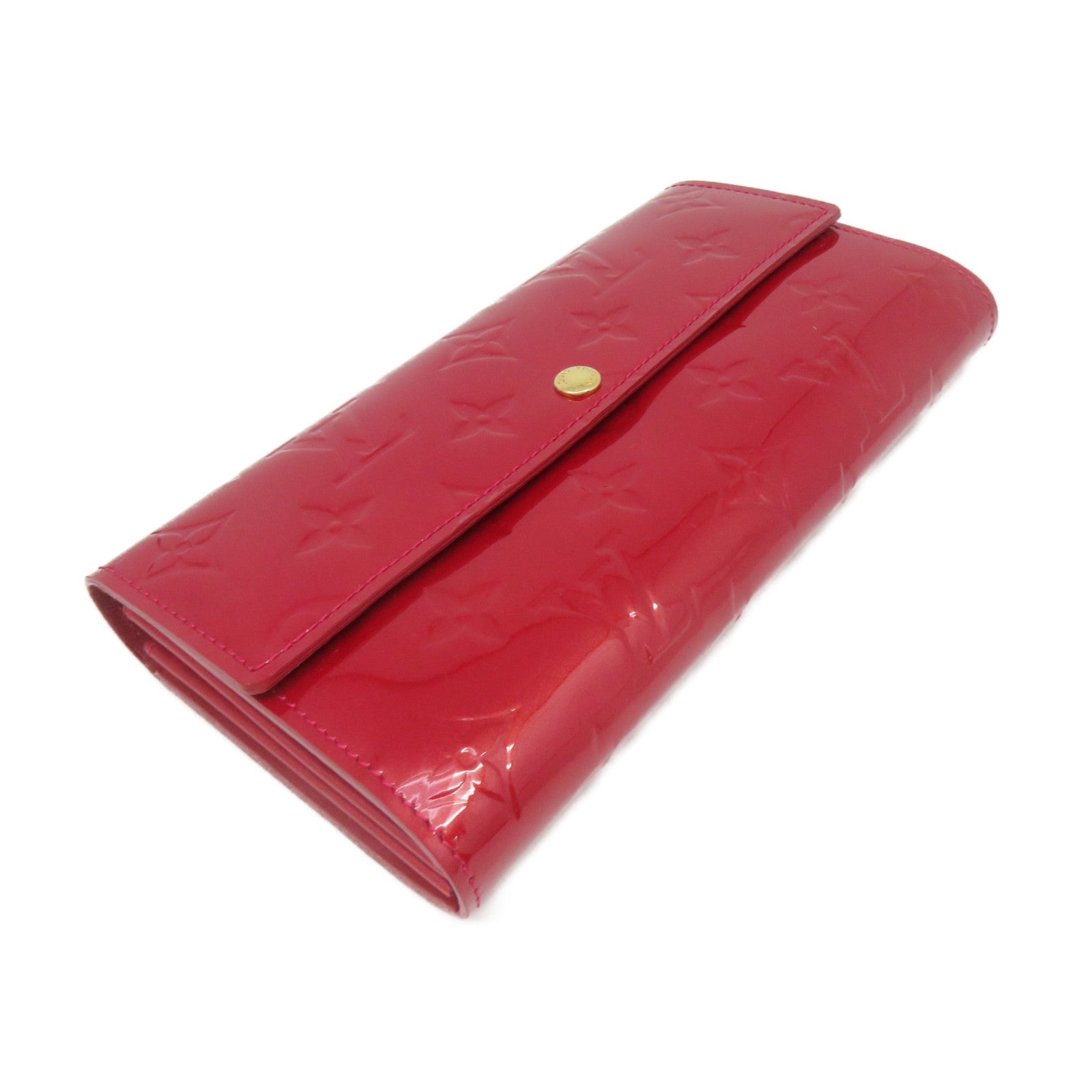 LOUIS VUITTON Vernis Sarah Zipper Long Wallet金扣拉鏈長錢包紅色