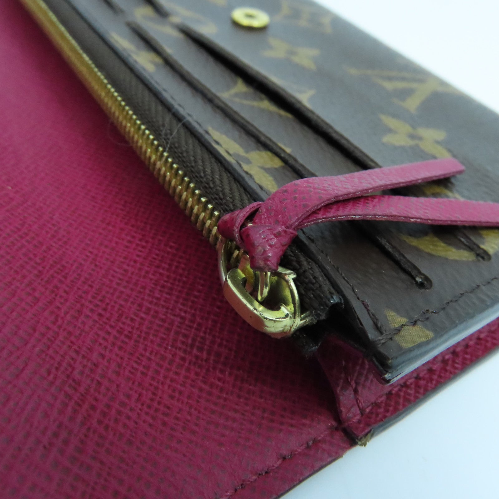 LOUIS VUITTON Monogram Emile Wallet金扣长钱包啡色/酒红色