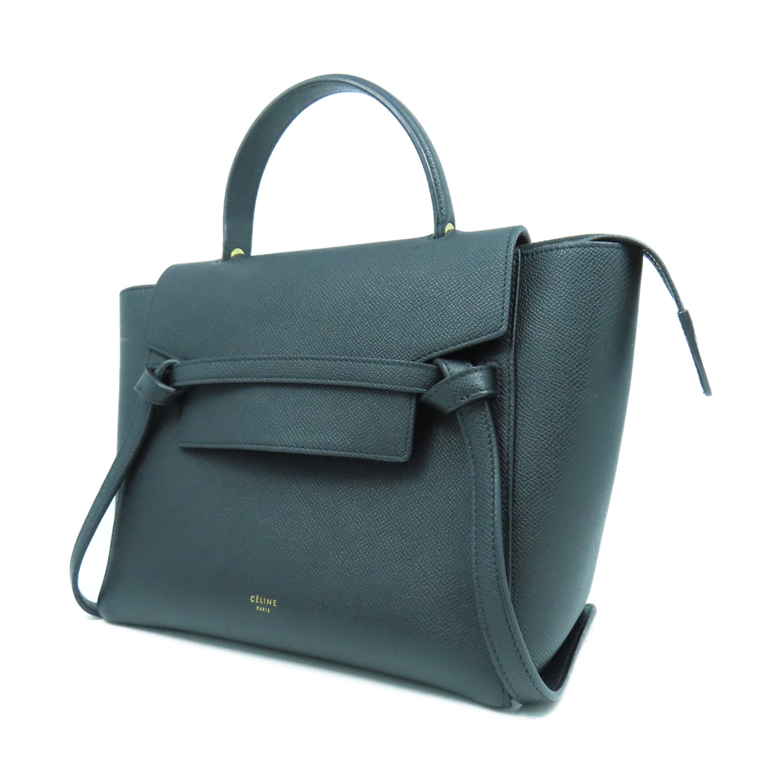 CELINE 【激減優惠】牛皮皮革Belt Bag金扣手挽肩背兩用袋黑色