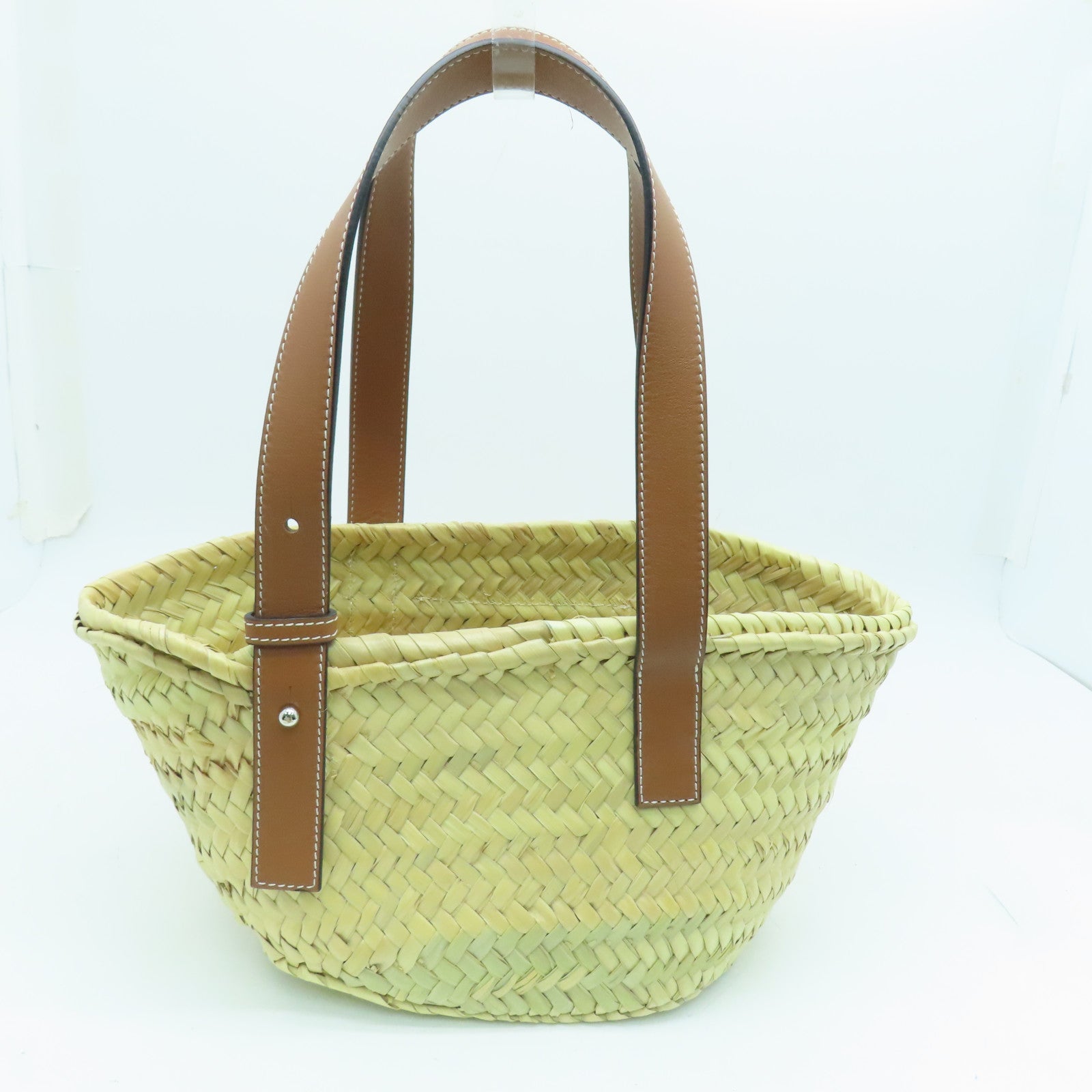 LOEWE Palm Leaf/Leather Basket Bag Beige