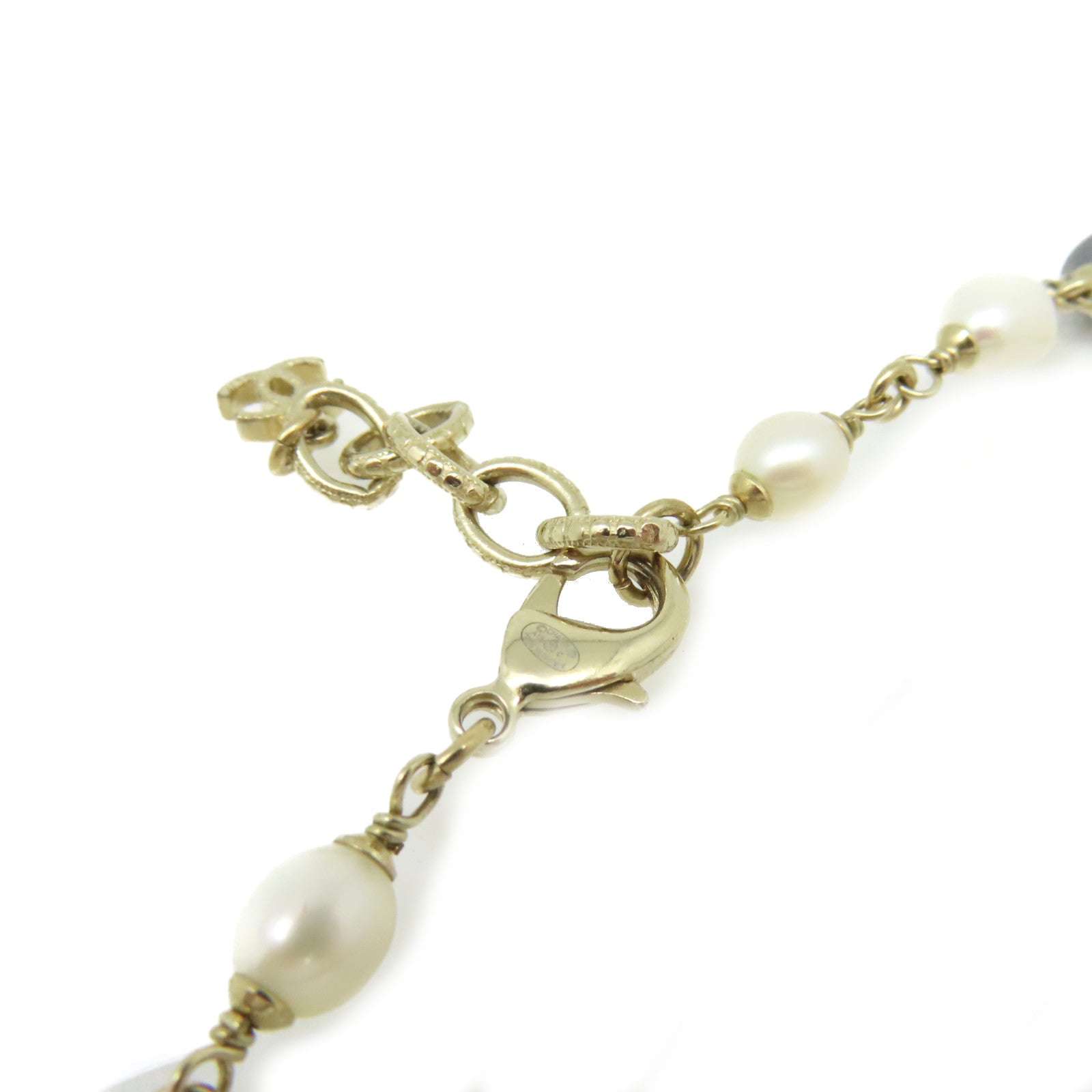 CHANEL 金屬/仿珍珠CC Necklace項鏈金色/珍珠色