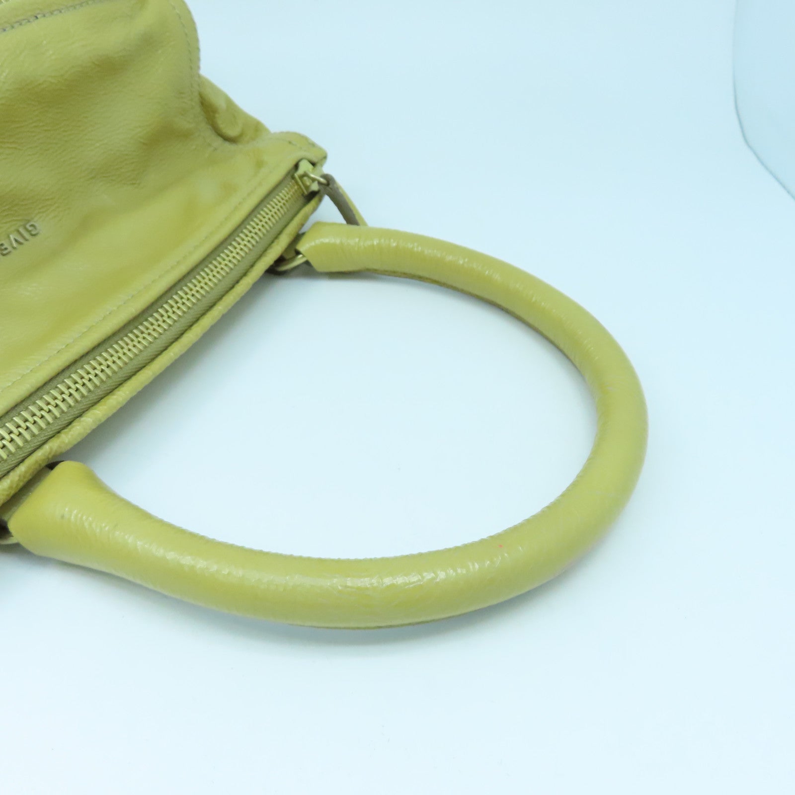 GIVENCHY Coated Canvas Two Way Shoulder Bag with Gold Buckle Handle and Shoulder Yellow