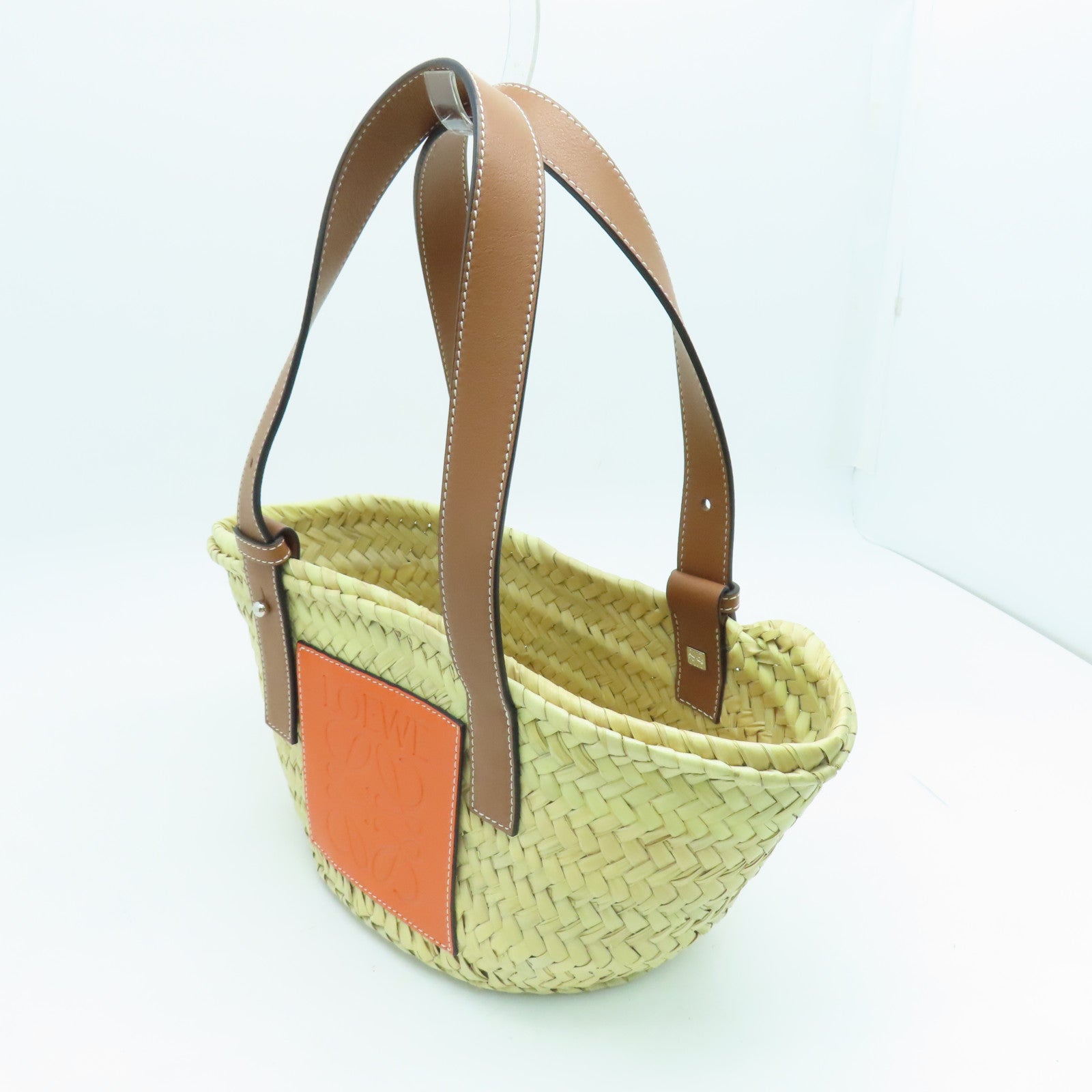 LOEWE Palm Leaf/Leather Basket Bag Beige