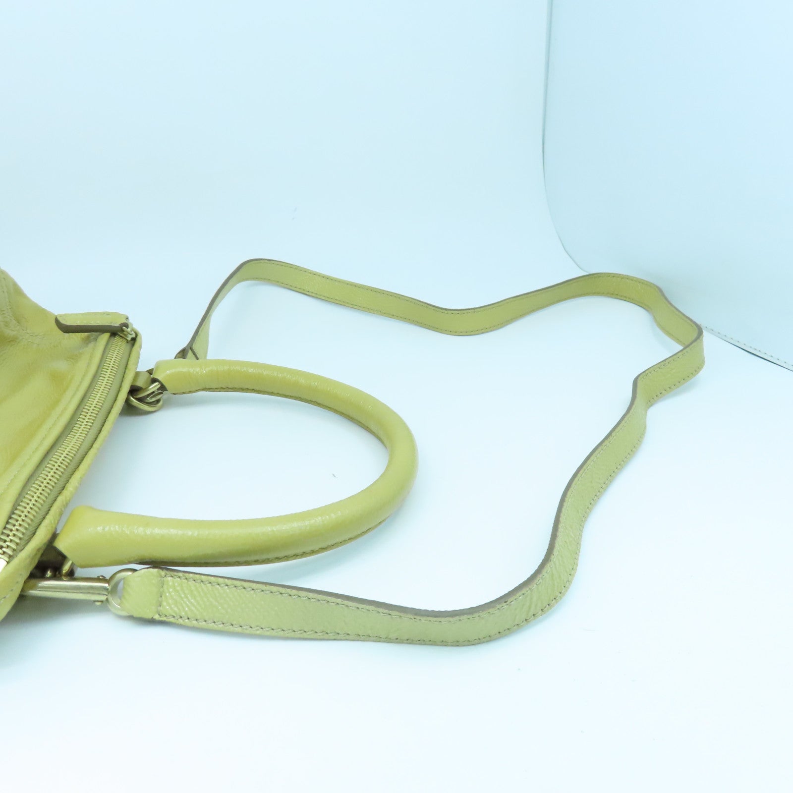 GIVENCHY Coated Canvas Two Way Shoulder Bag with Gold Buckle Handle and Shoulder Yellow