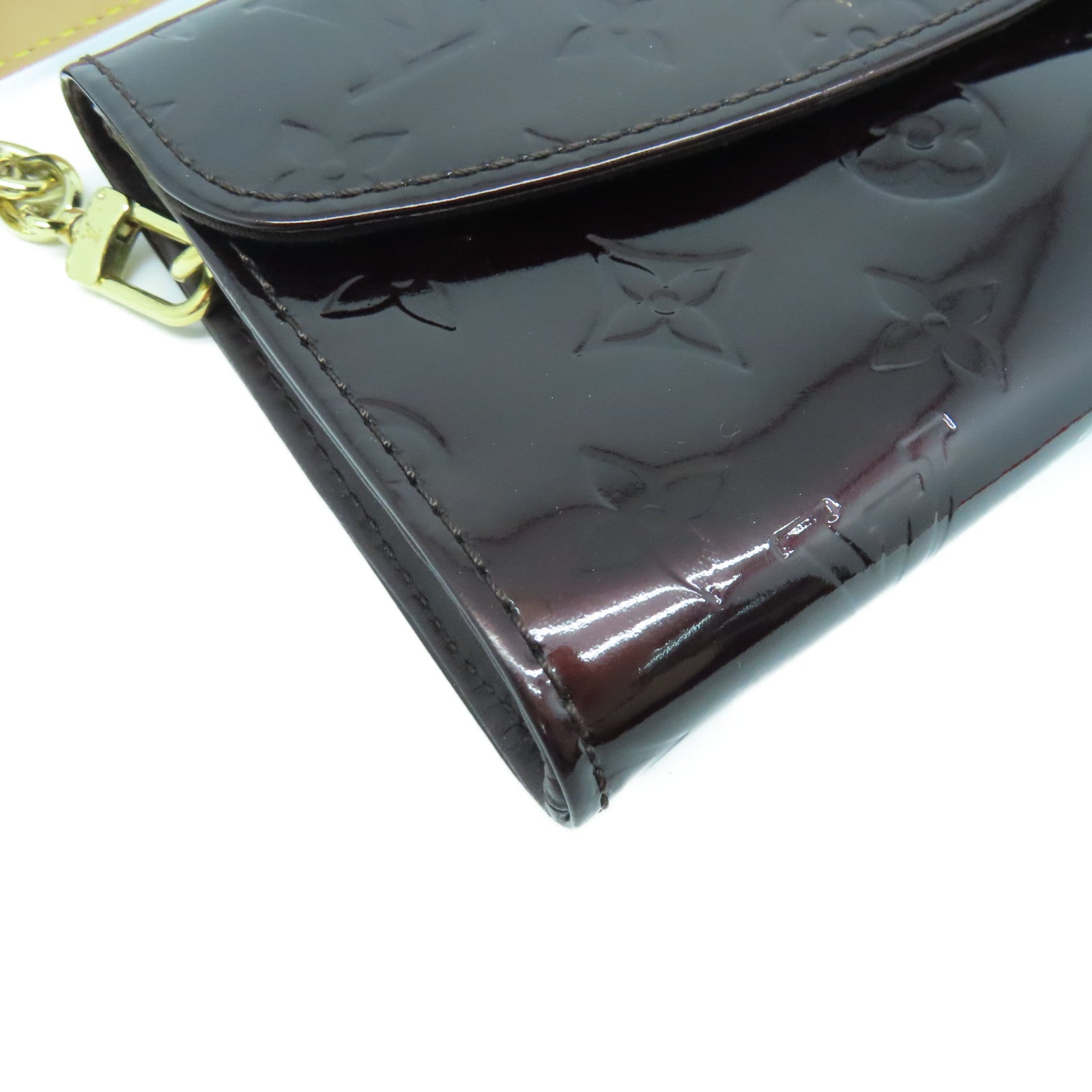 LOUIS VUITTON Monogram Vernis Sunset Boulevard Gold Buckle Shoulder Bag Burgundy